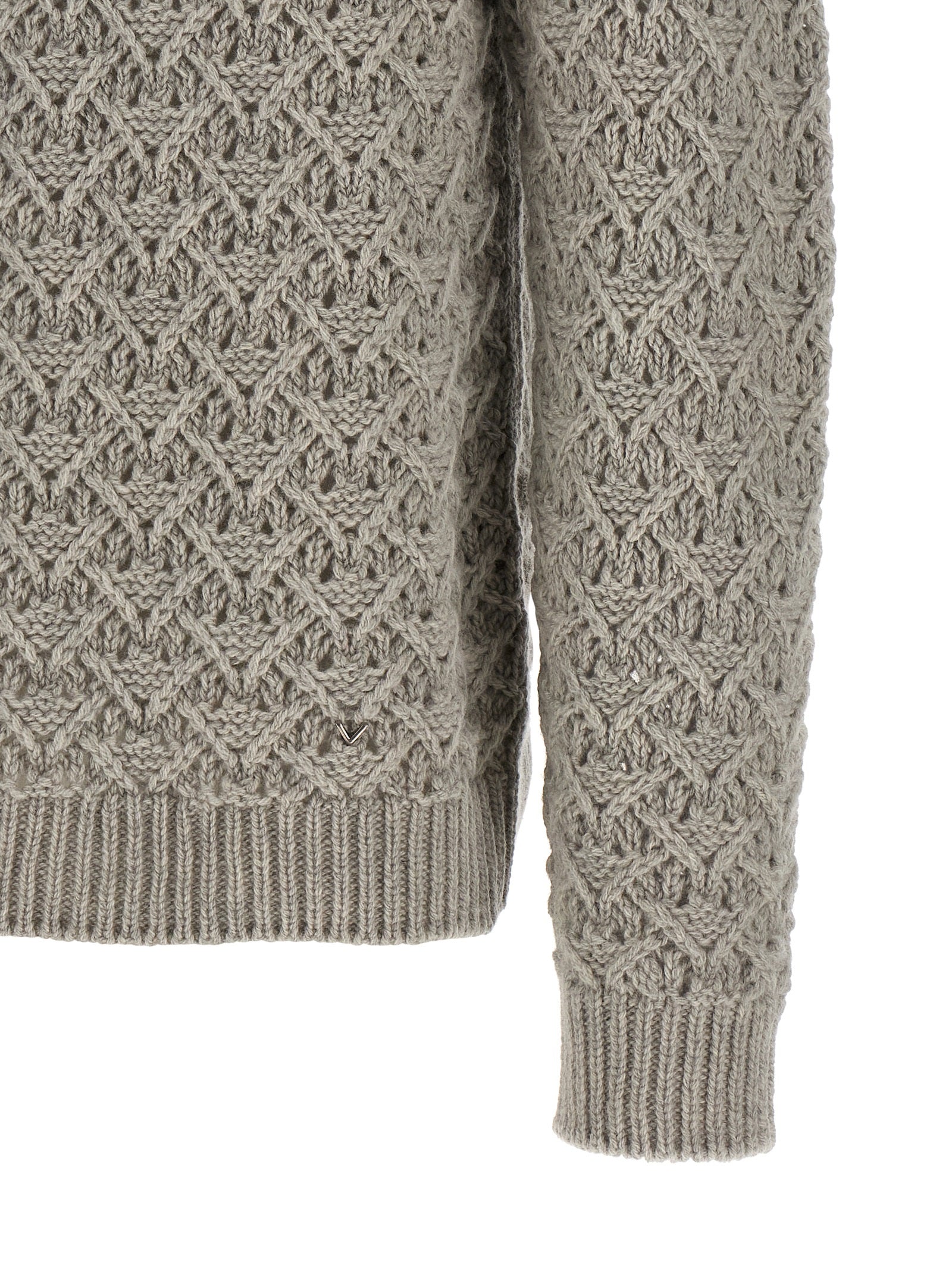 Valentino Garavani Grauer Cardigan aus reiner Schurwolle