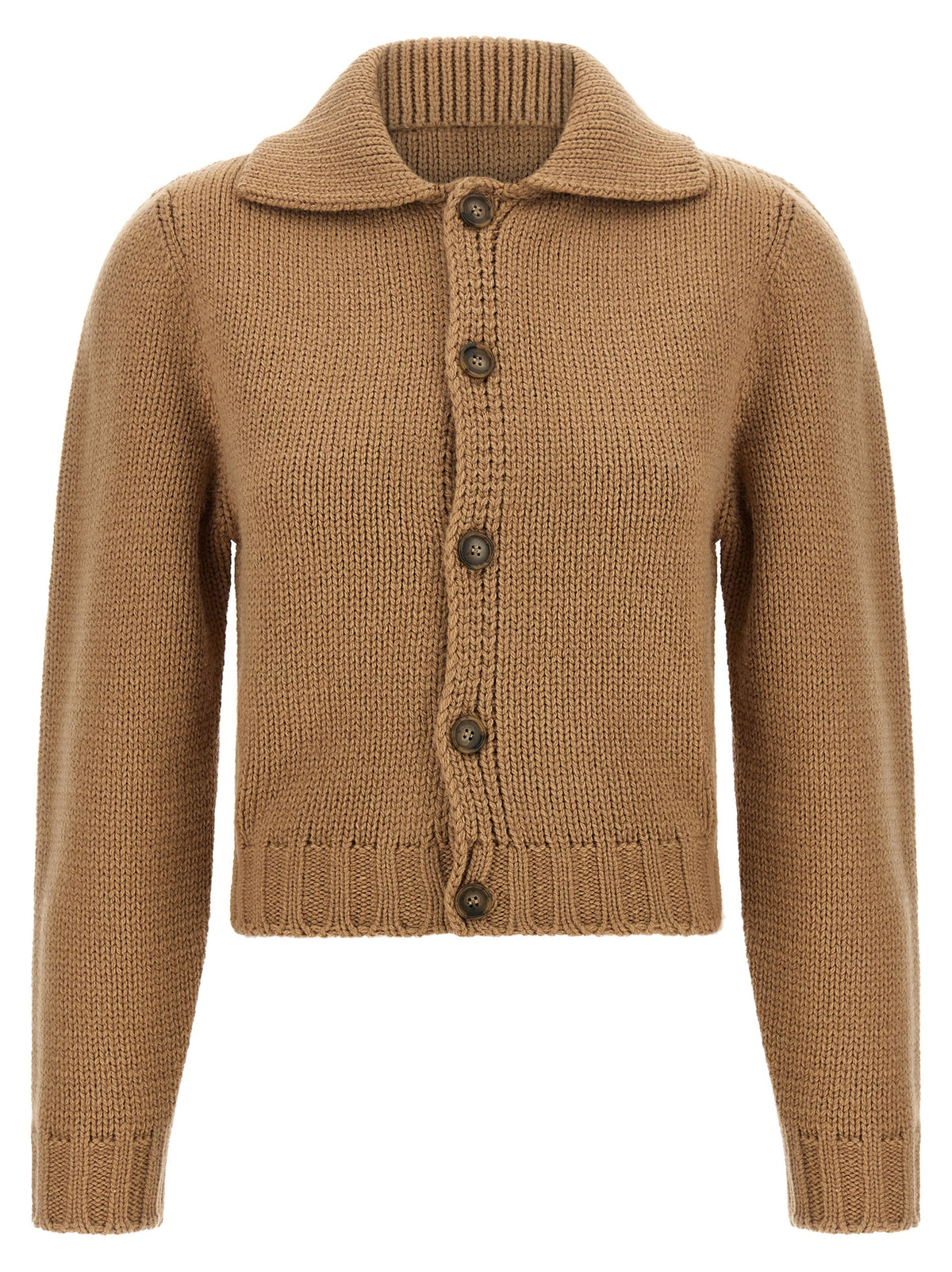 MM6 Maison Margiela Beige Wollstrickjacke