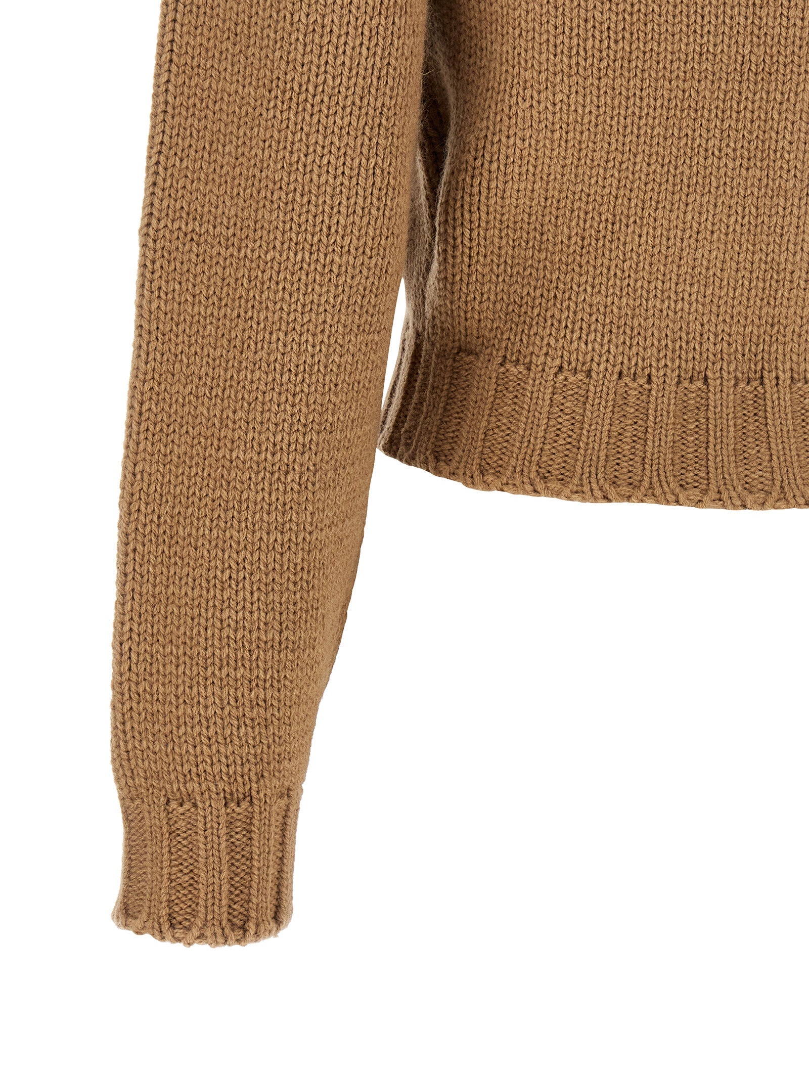 MM6 Maison Margiela Beige Wollstrickjacke