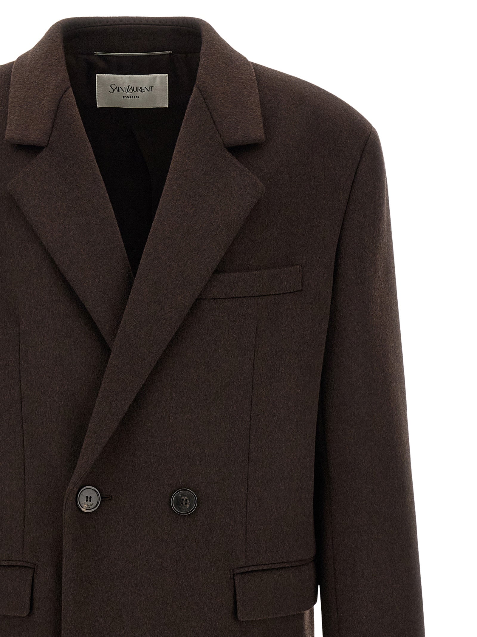 Saint Laurent Brauner Wollmantel