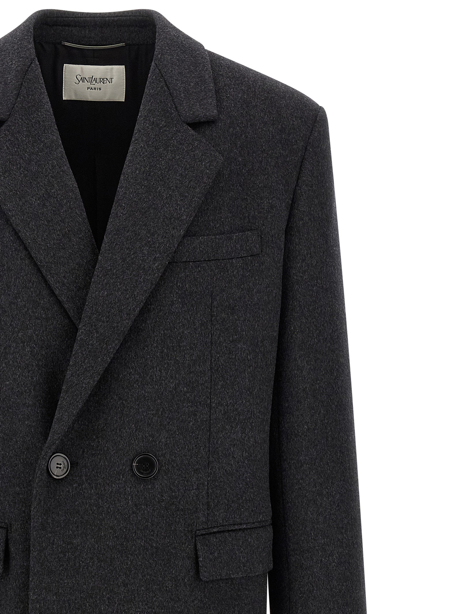 Saint Laurent Grauer Wollmantel
