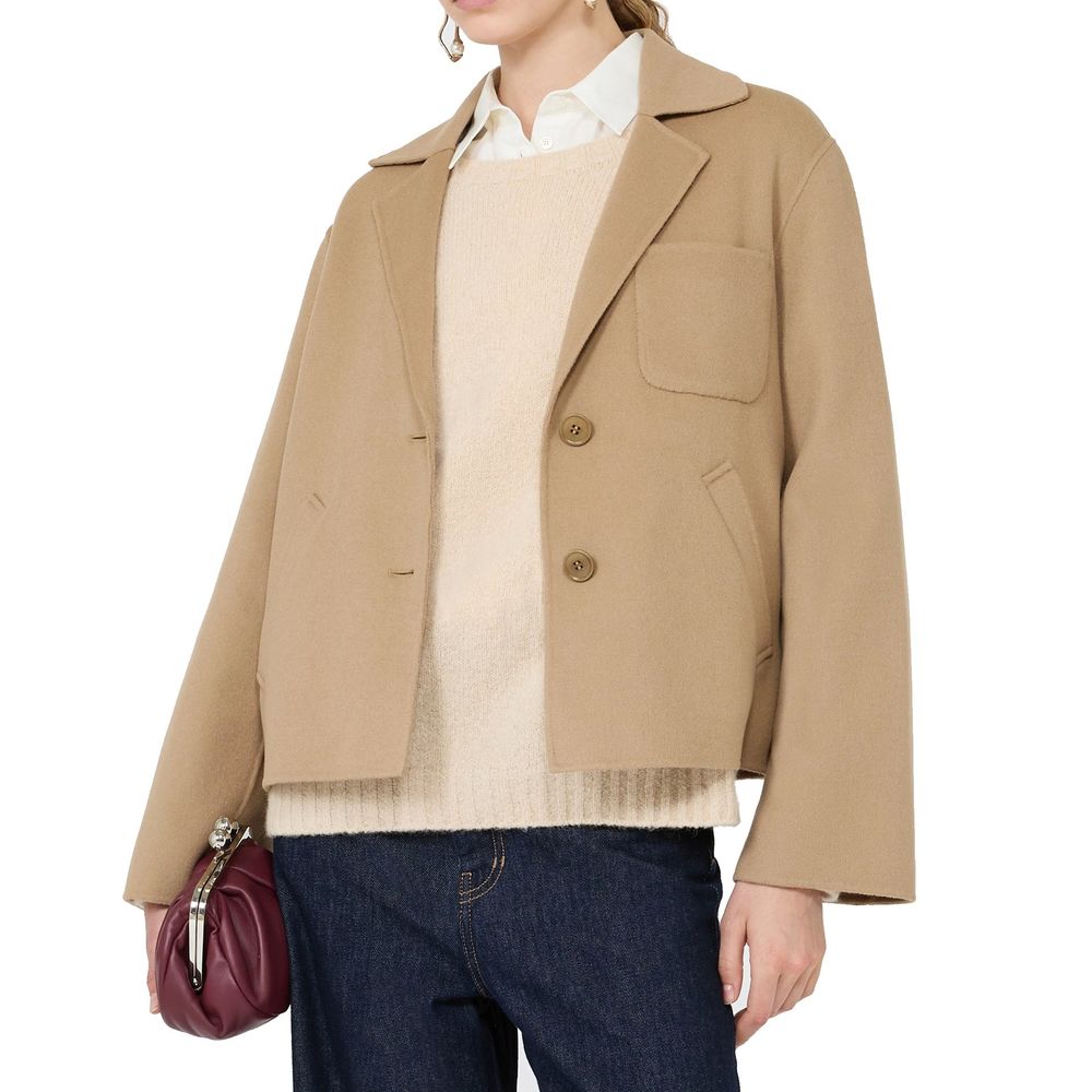 Max Mara Braune Polyamid-Jacke in voller Länge