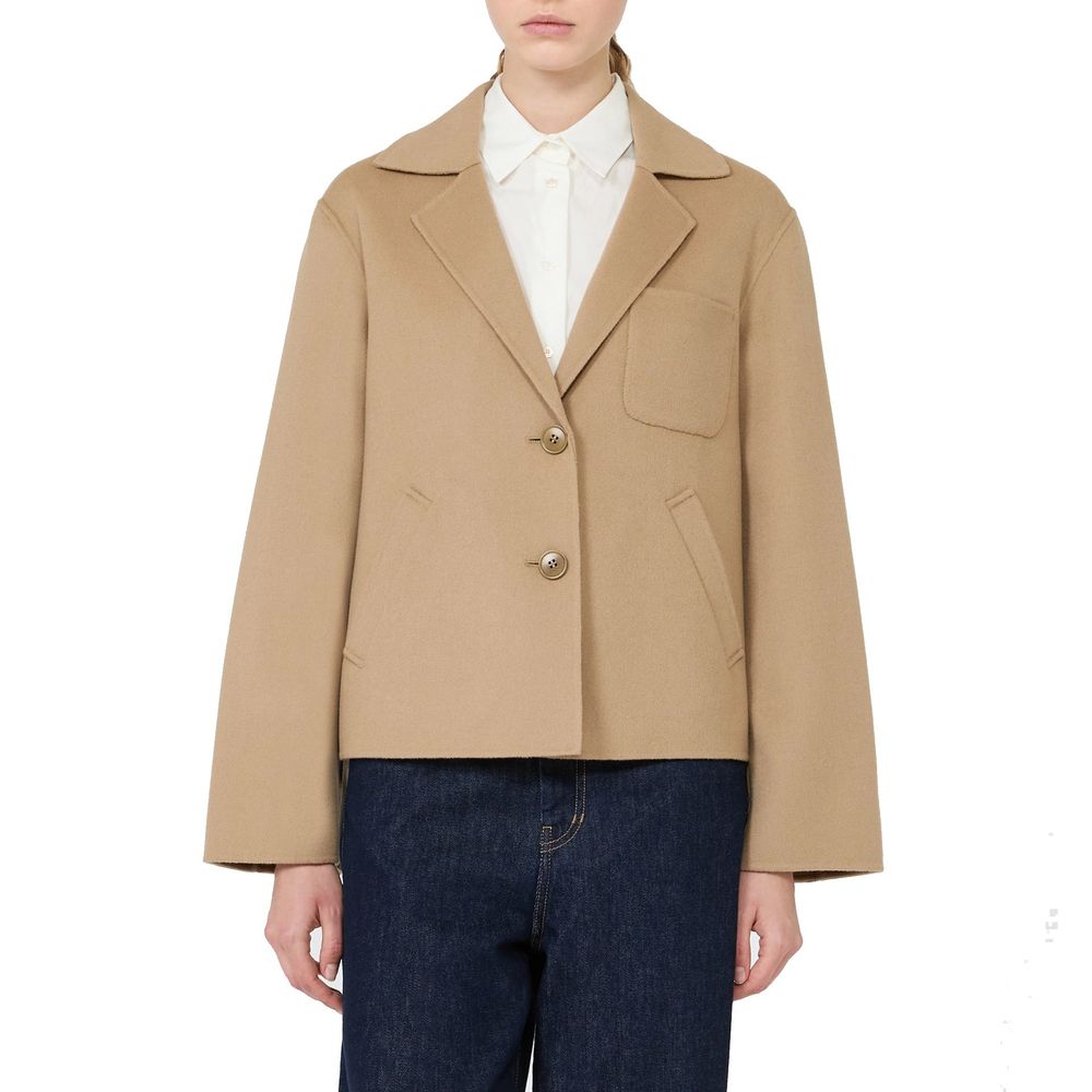 Max Mara Braune Polyamid-Jacke in voller Länge