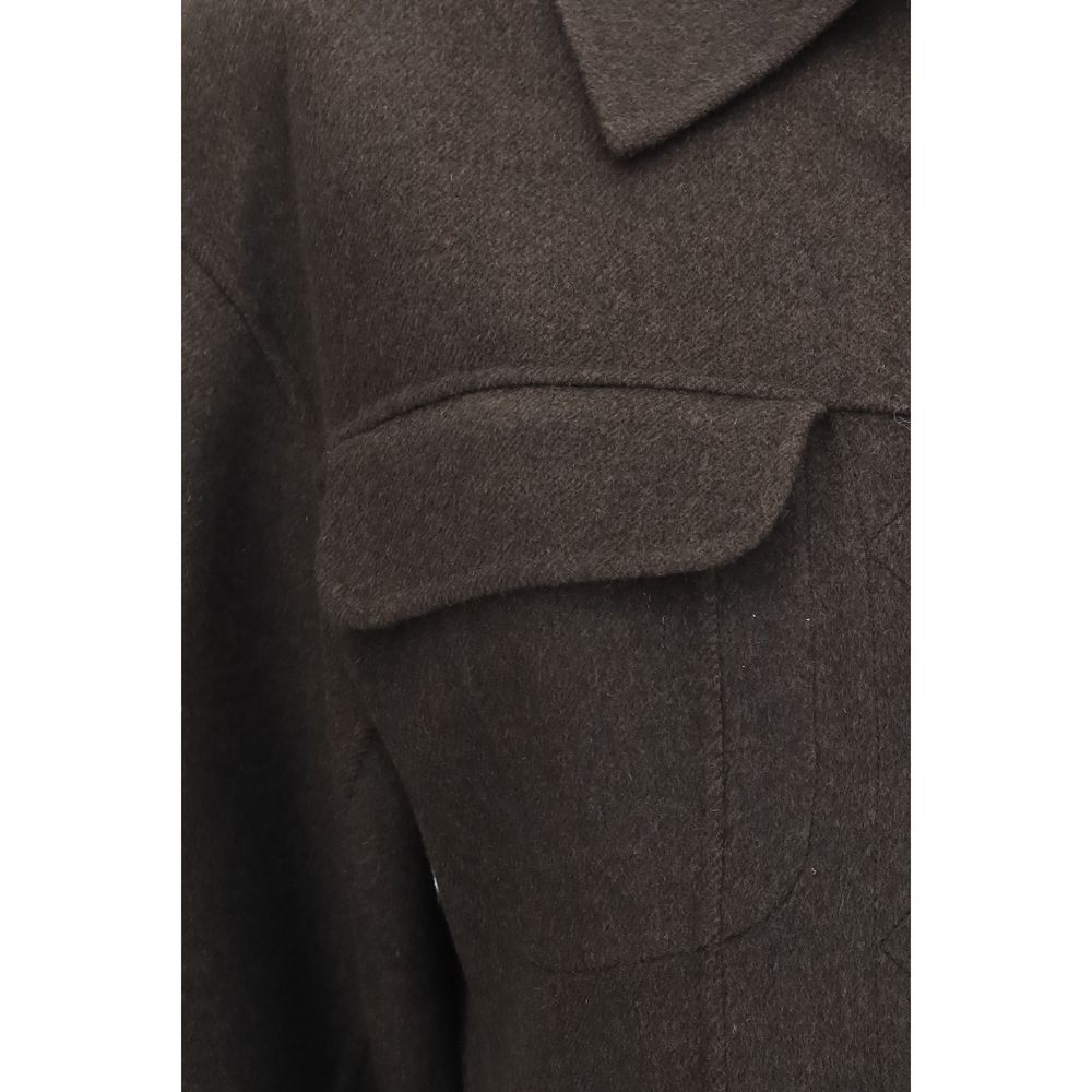 Max Mara Brauner Wollmantel Oves Aries in voller Länge