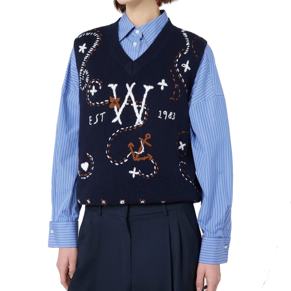 Max Mara Weste aus blauer Schurwolle