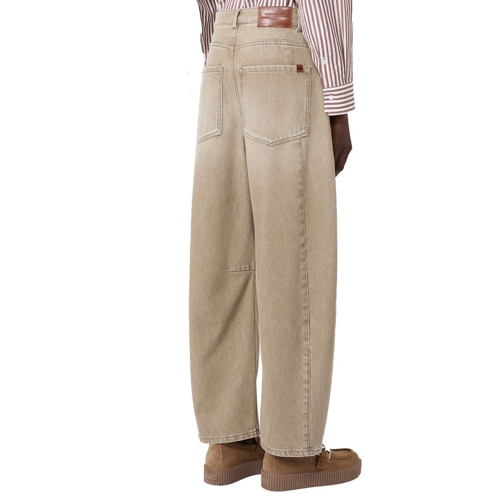Max Mara Beige Baumwoll Jeans im Relaxed Fit
