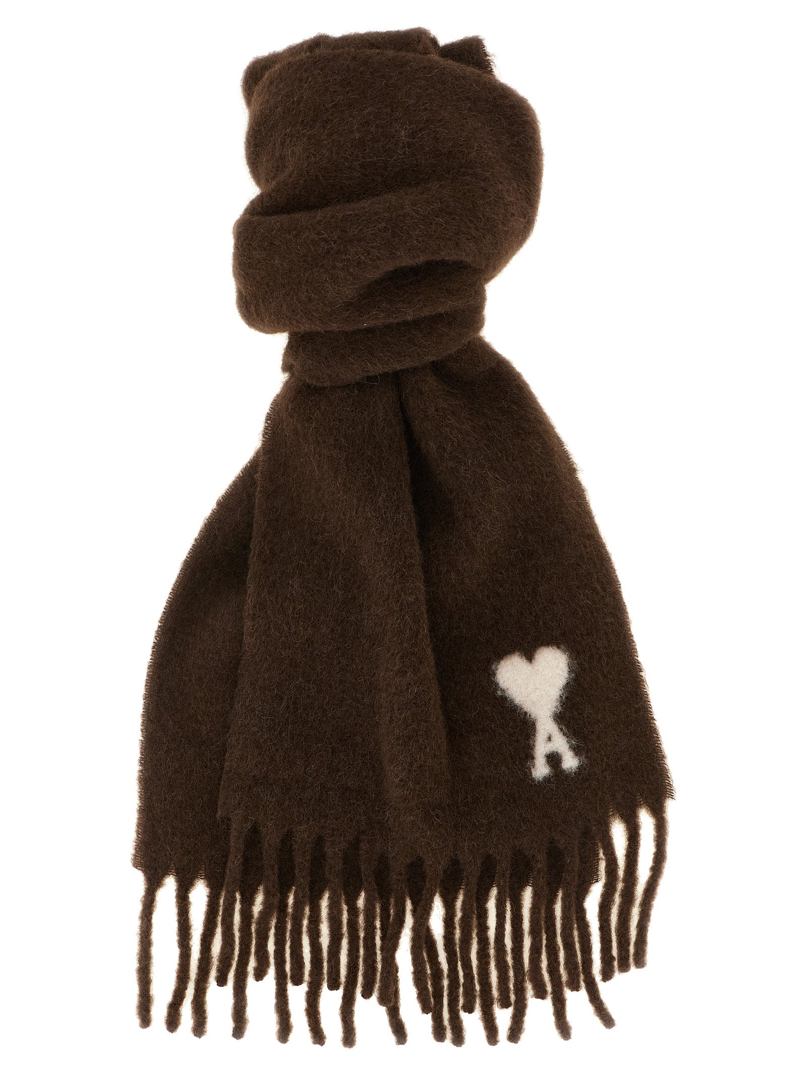 Ami Paris Brauner Alpaka-Leder-Foulard