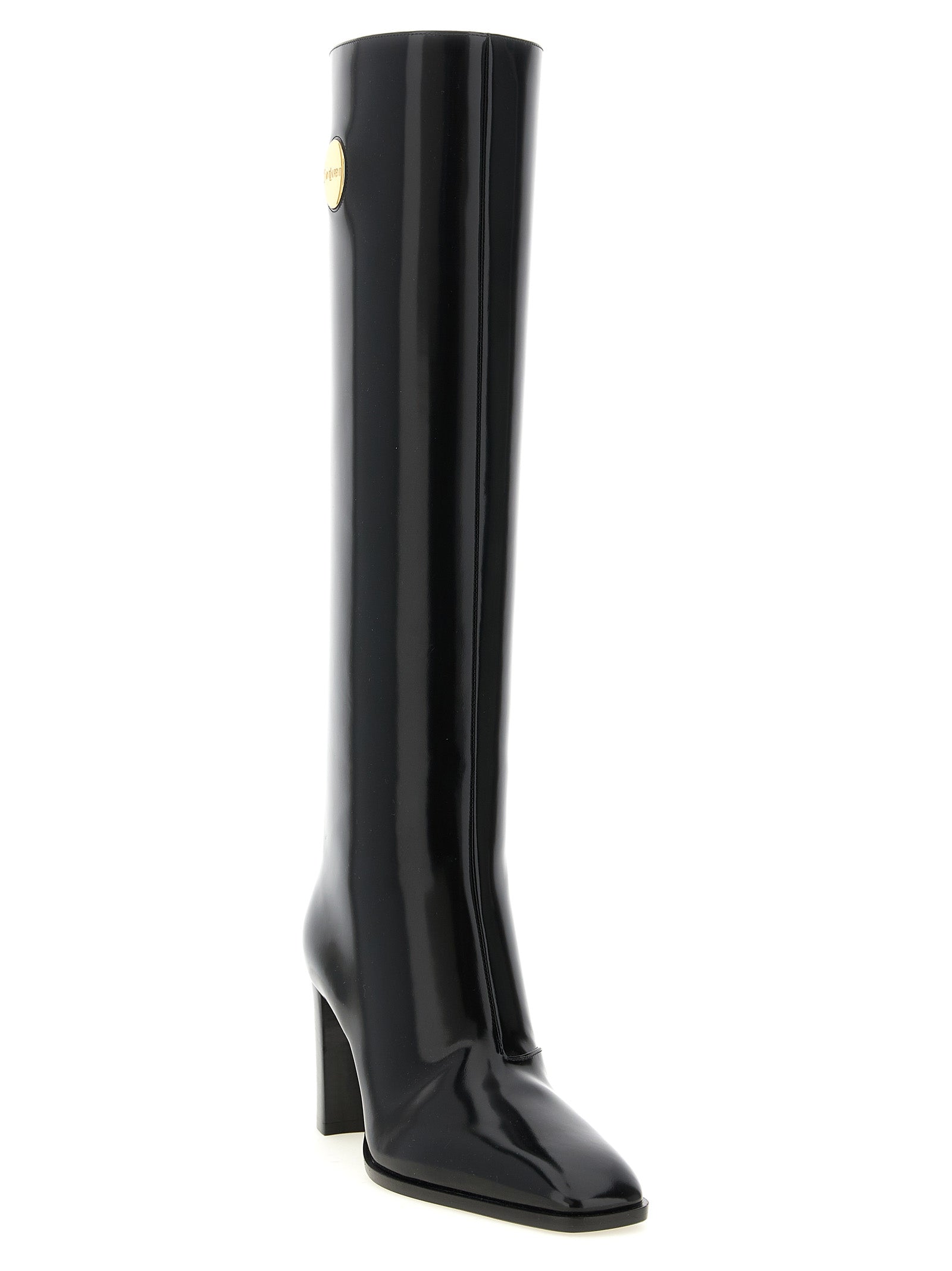 Saint Laurent Schwarzes Kalbsleder Over-the-Knee