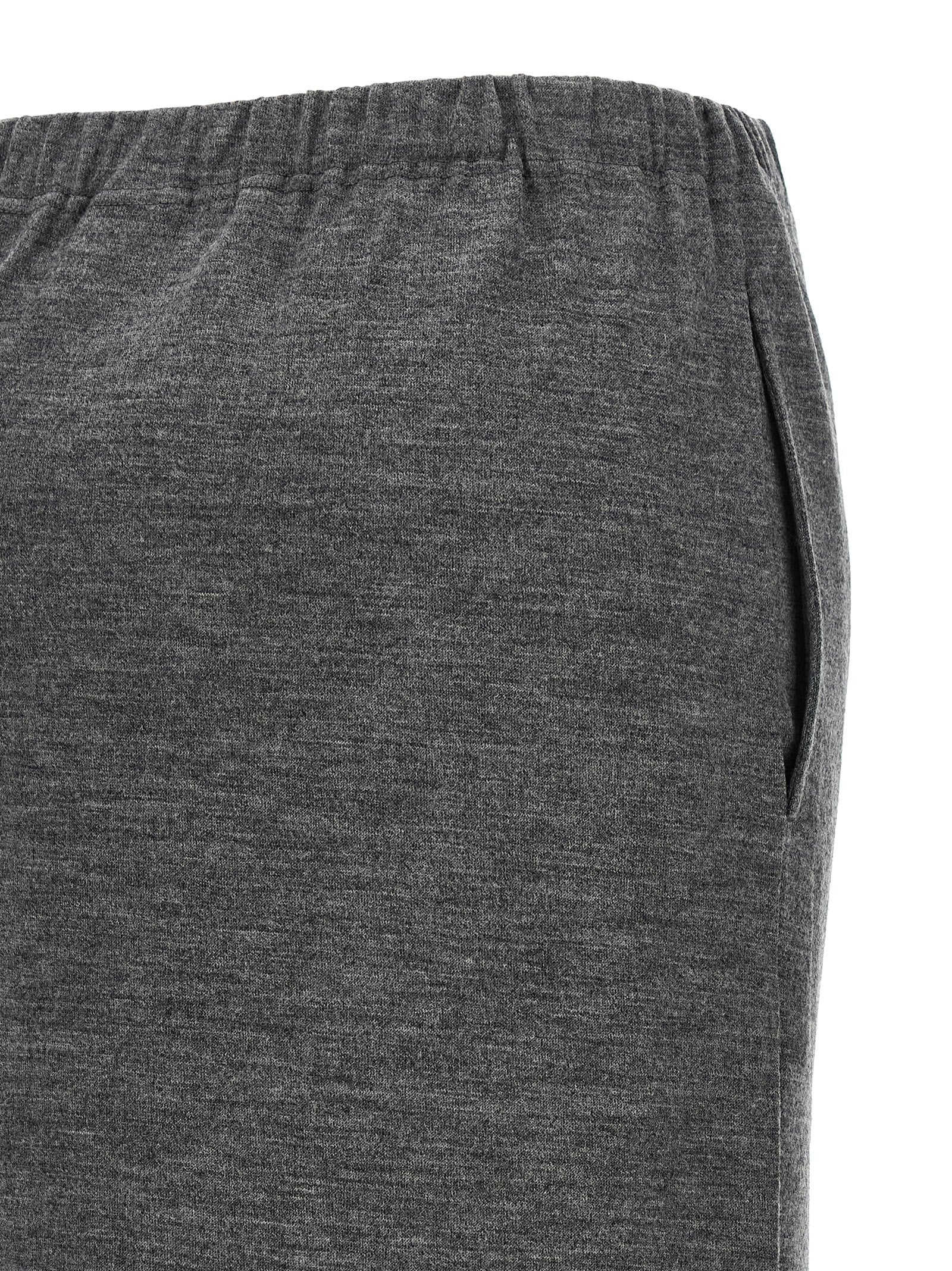 Junya Watanabe Elegante Graue Woll-Midi-Rock