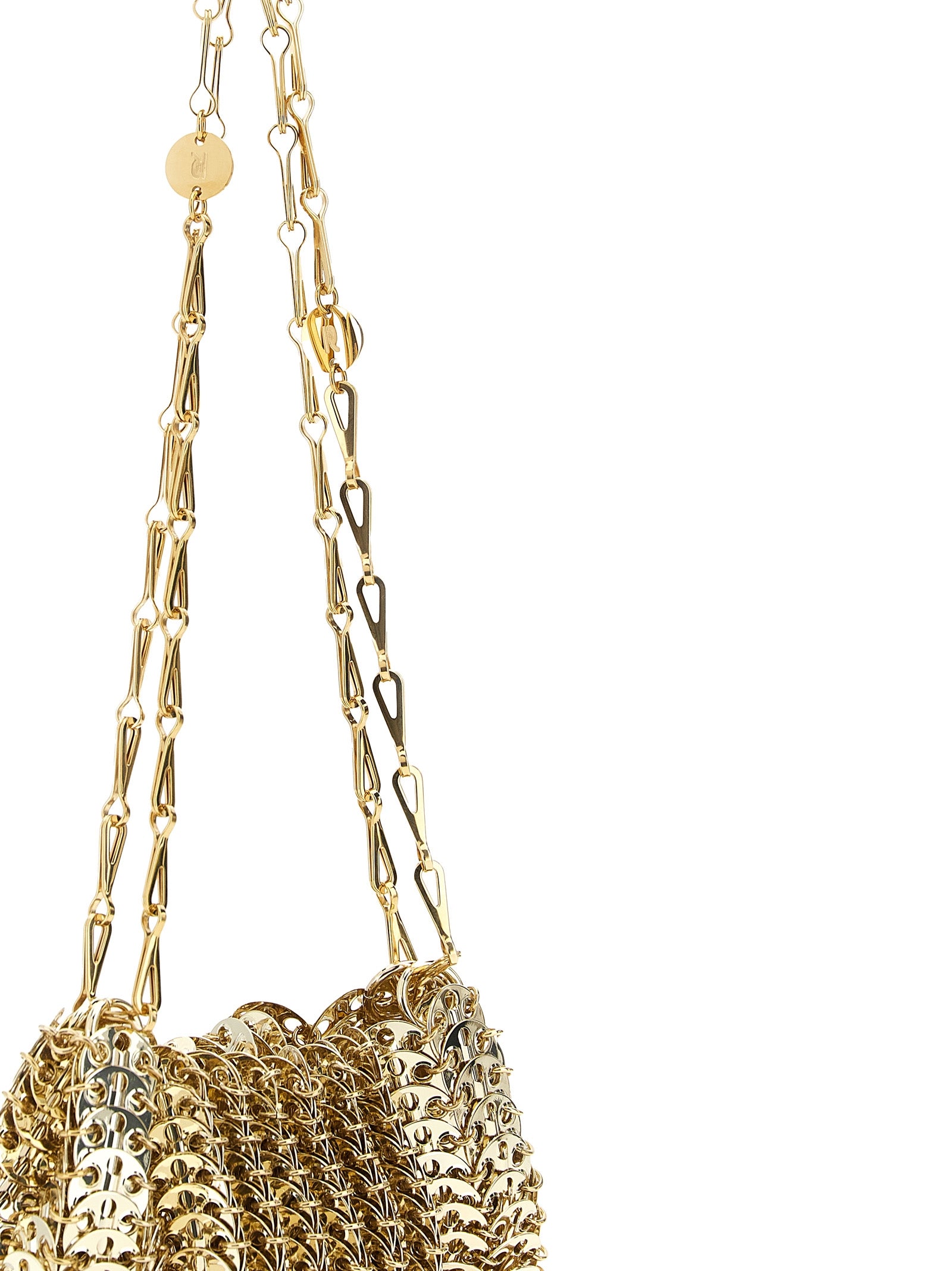 Paco Rabanne Schultertasche aus goldfarbenem Edelstahl