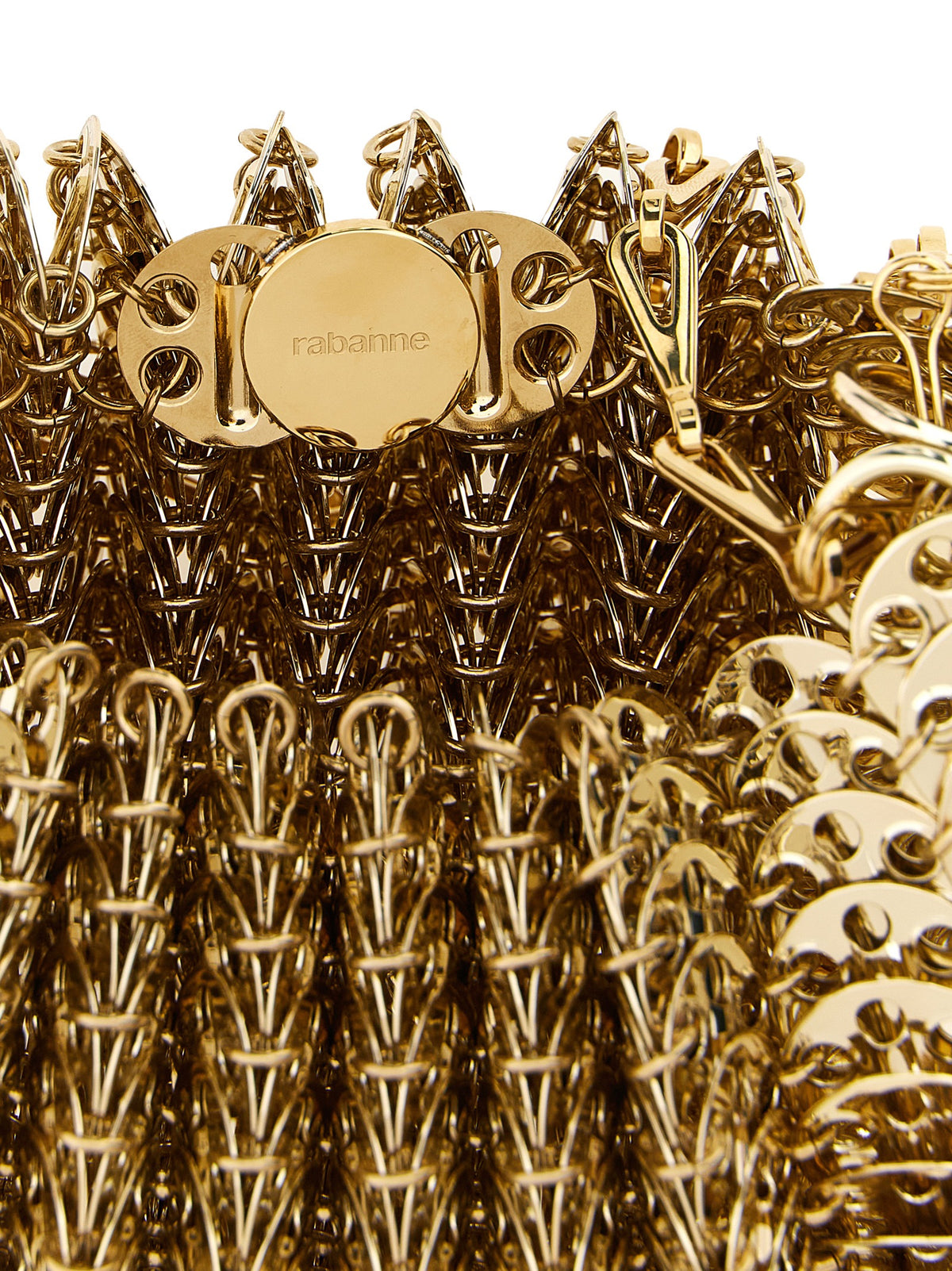 Paco Rabanne Schultertasche aus goldfarbenem Edelstahl