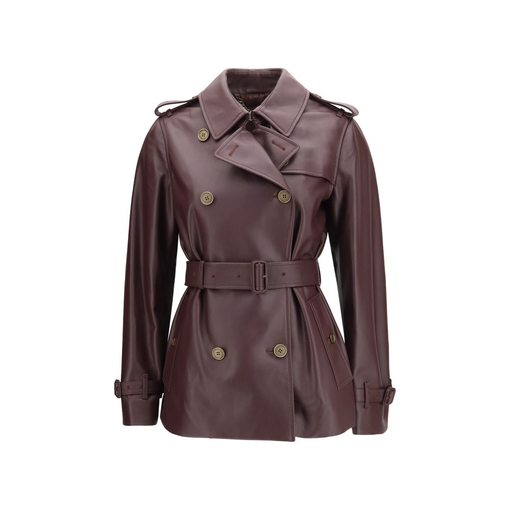 Burberry Bordeaux Kalbsleder Bos Taurus Mantel