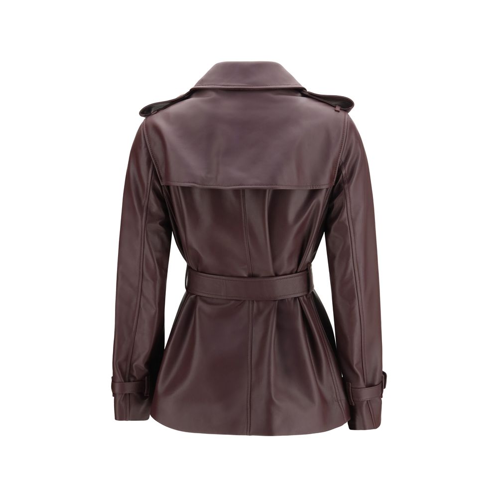 Burberry Bordeaux Kalbsleder Bos Taurus Mantel