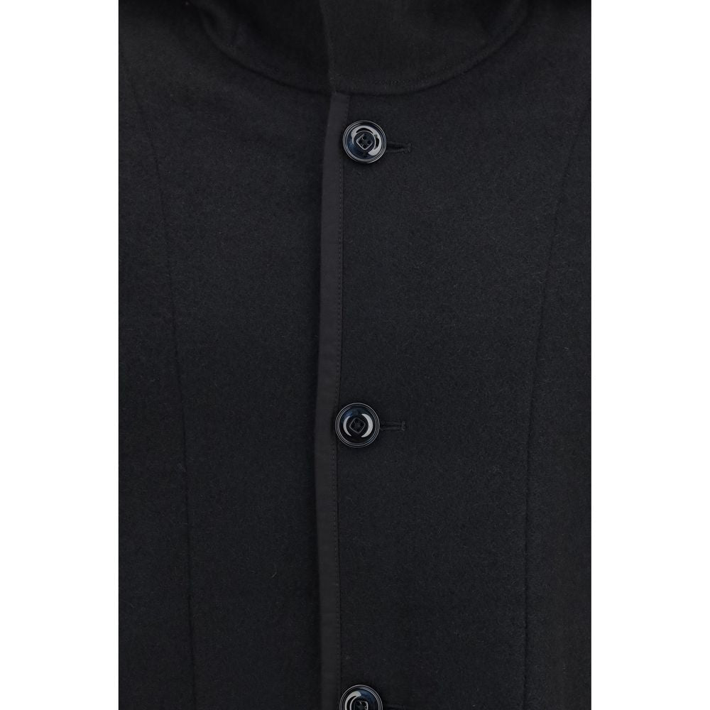 Our Legacy Schwarze Oves Aries Wolljacke in voller Länge