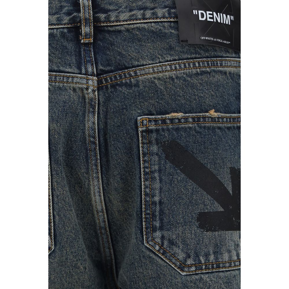 Off-White Blaue Jeans aus Baumwolle im geraden Schnitt