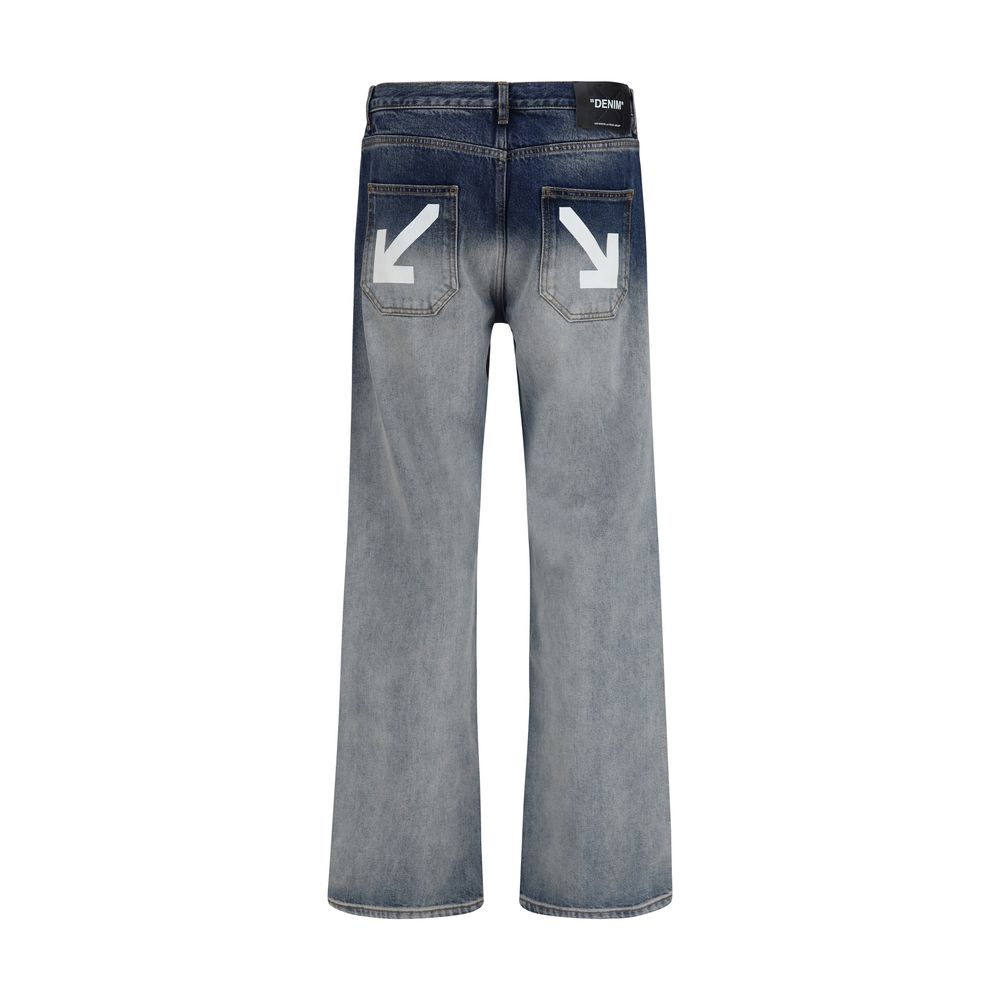 Off-White Graue Slim Fit Jeans aus Baumwolle