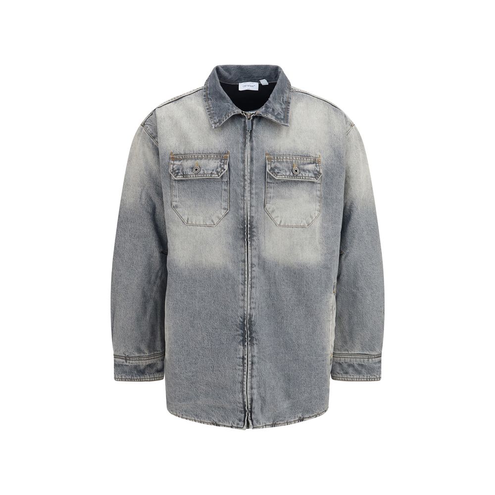 Off-White Graue Jeansjacke aus Baumwolle