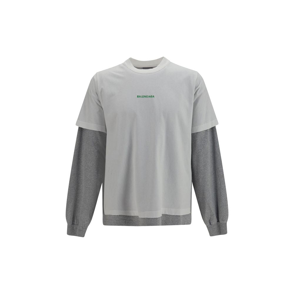 Balenciaga Weißes Langarm-T-Shirt aus Baumwolle