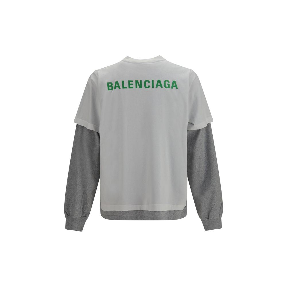 Balenciaga Weißes Langarm-T-Shirt aus Baumwolle