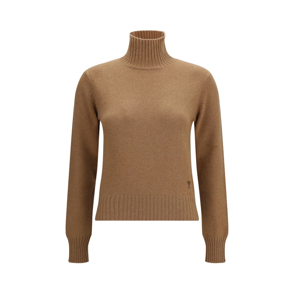 Ami Paris Brauner Kaschmir-Rollkragenpullover