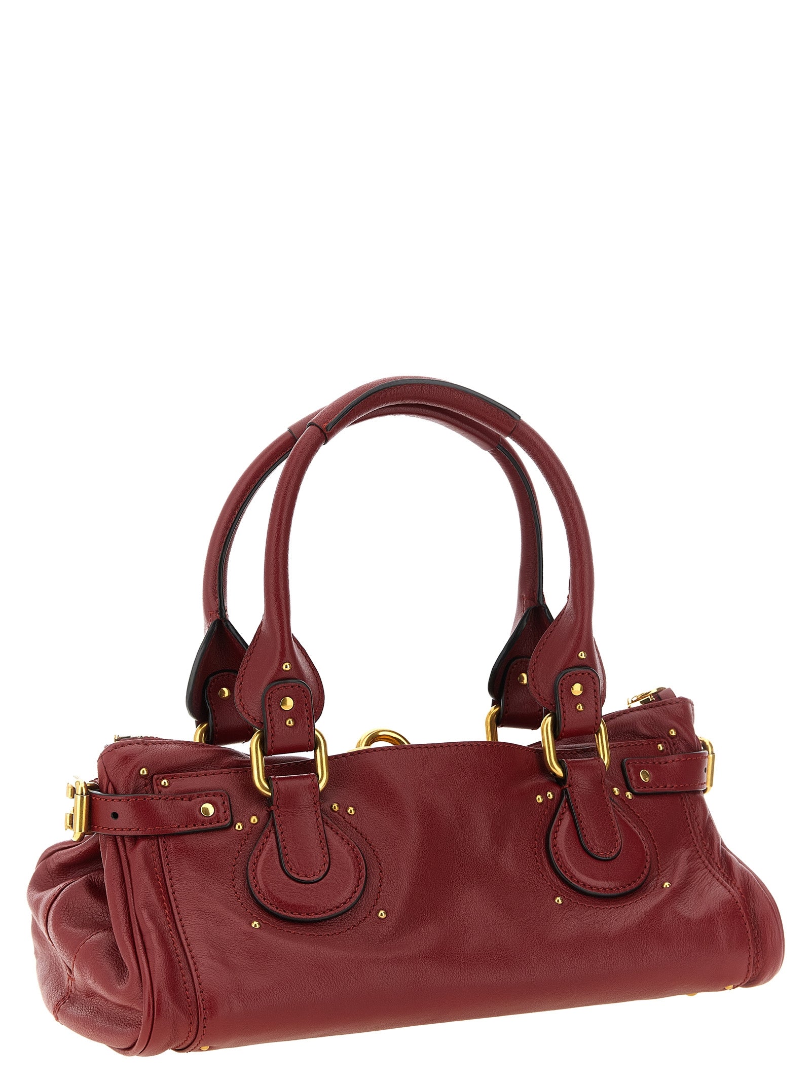 Chloé Schultertasche aus bordeauxrotem Büffelleder
