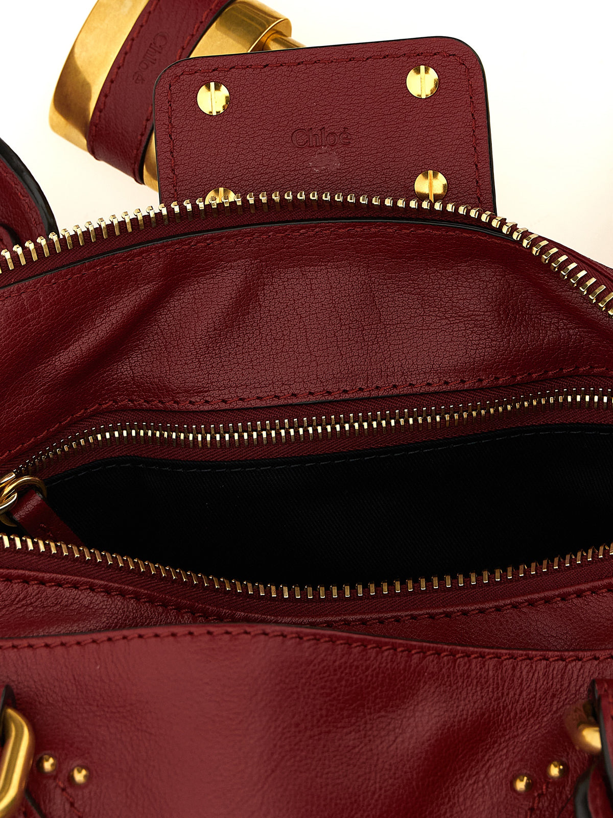 Chloé Schultertasche aus bordeauxrotem Büffelleder