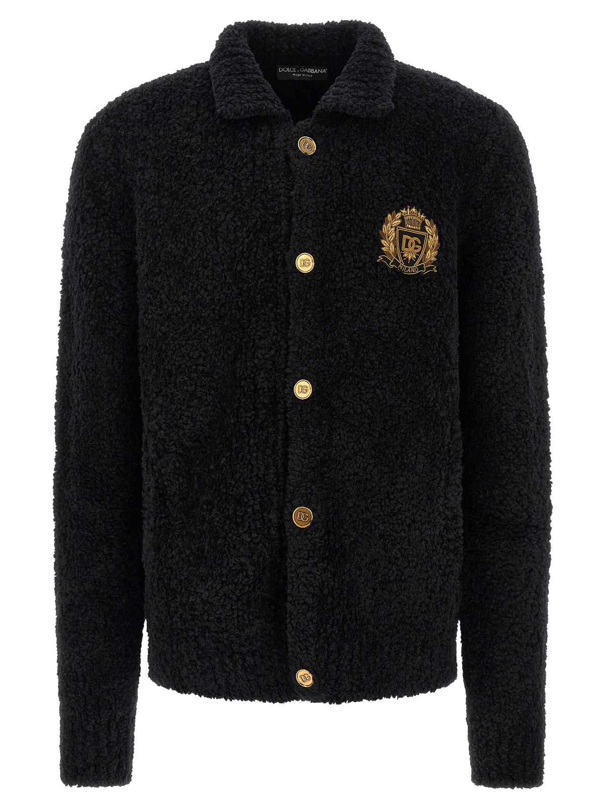 Dolce & Gabbana Schwarzer Cardigan aus Alpakaleder