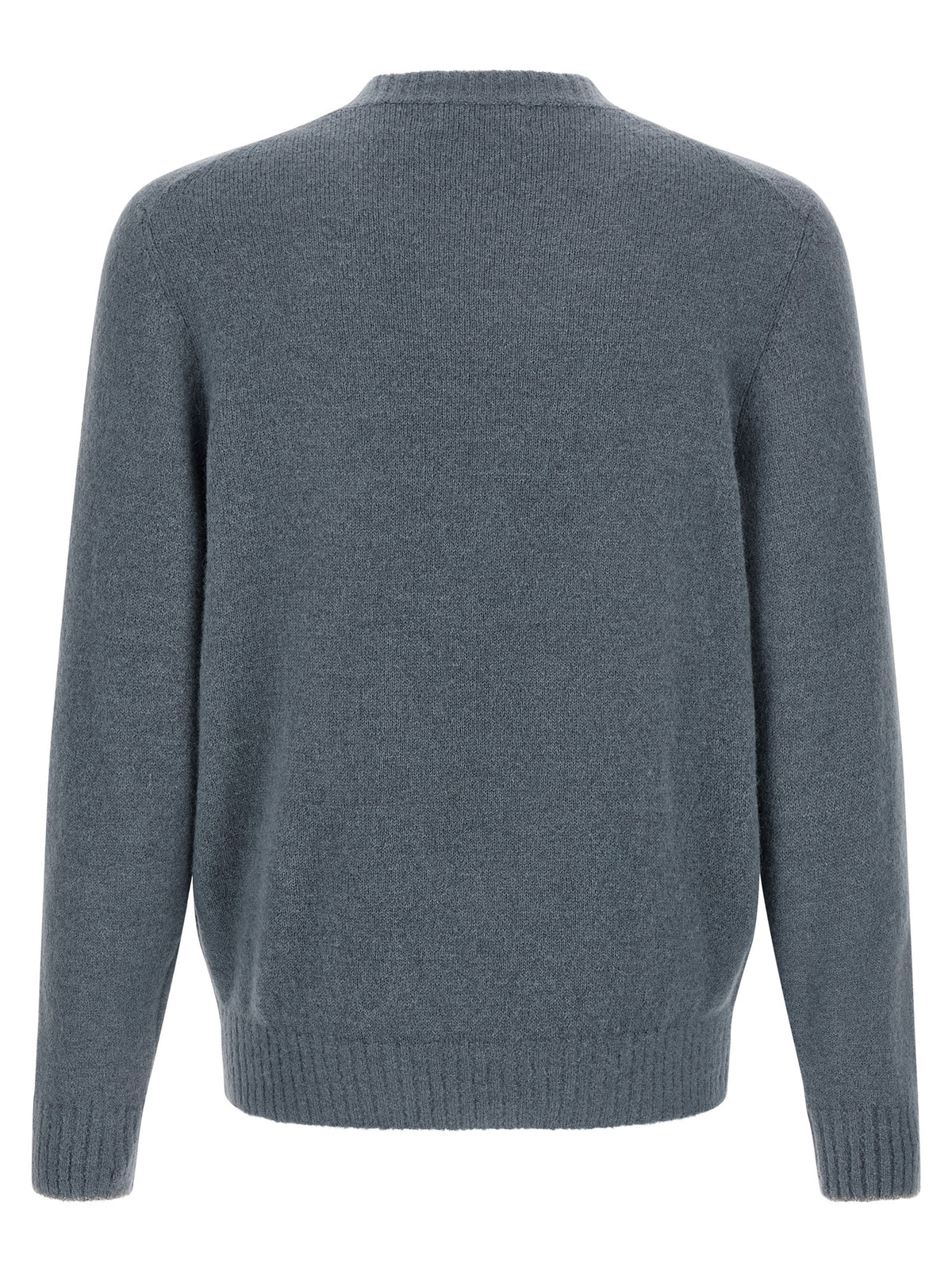 Brunello Cucinelli Strickjacke aus Alpakawolle und Leder in Blau