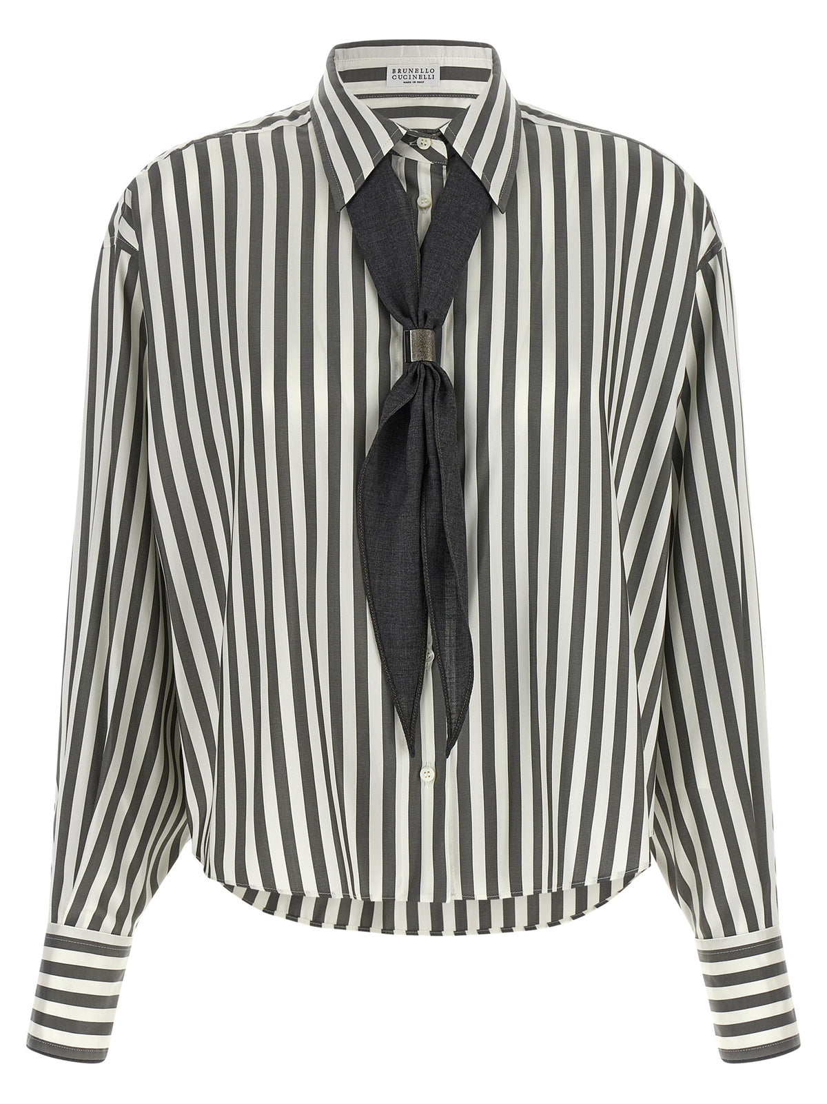 Brunello Cucinelli Zweifarbige Seidenbluse