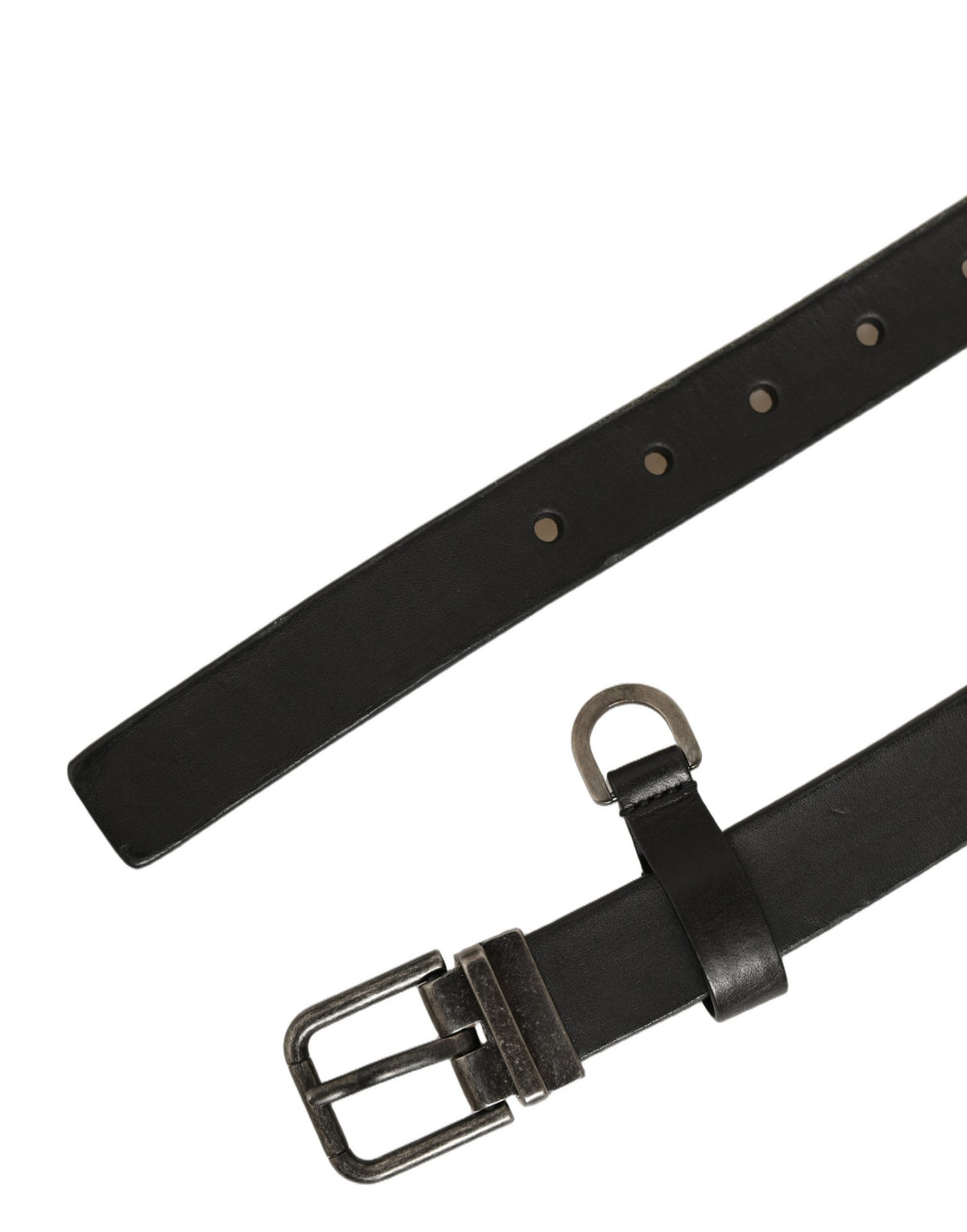 Dolce & Gabbana Schwarzer Ledergürtel mit Schnalle im Antik-Finish