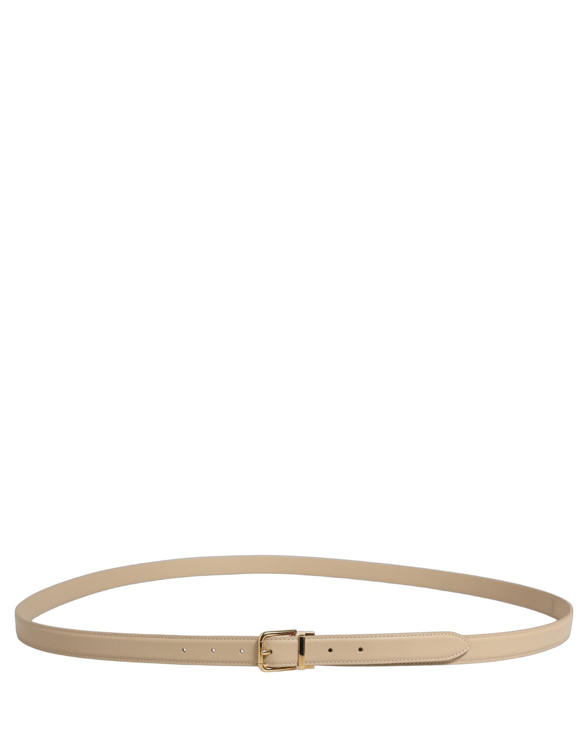 Dolce & Gabbana Beiger Leder Gürtel mit Doppelwickel und goldener Schnalle