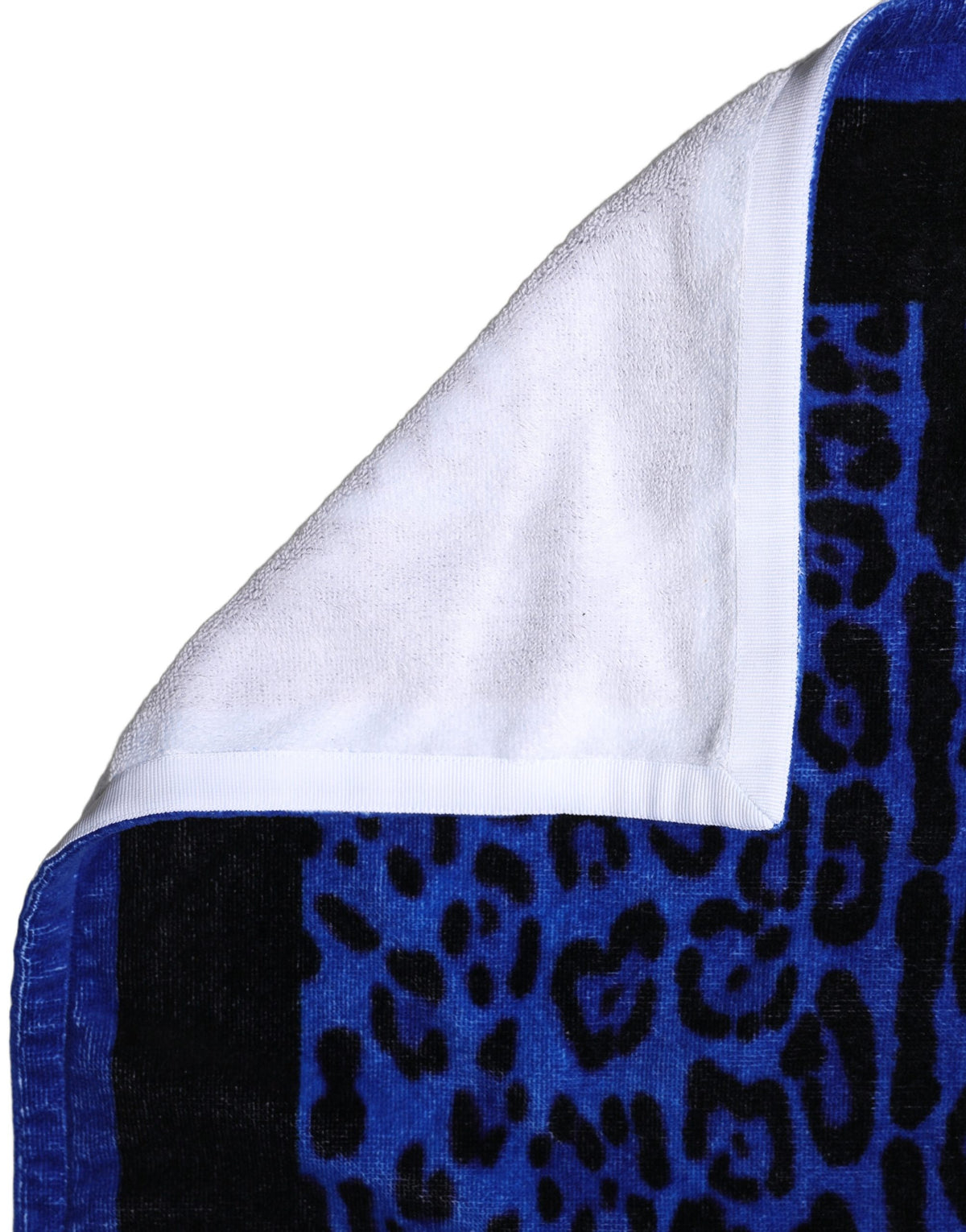 Dolce & Gabbana Royal Blue Leopard DG Logo Strandtuch aus 100% Baumwolle