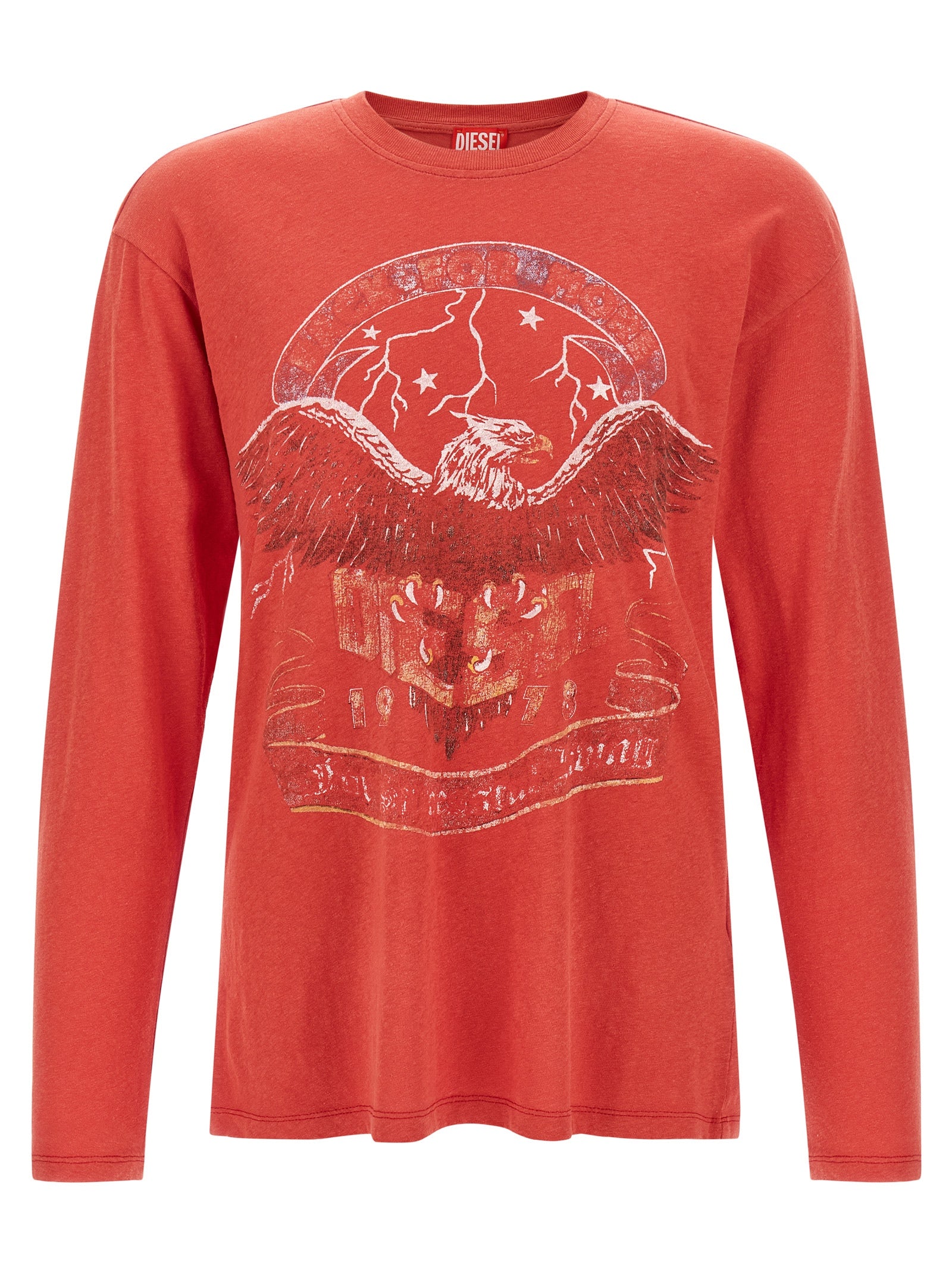 Diesel Rotes Baumwoll-T-Shirt