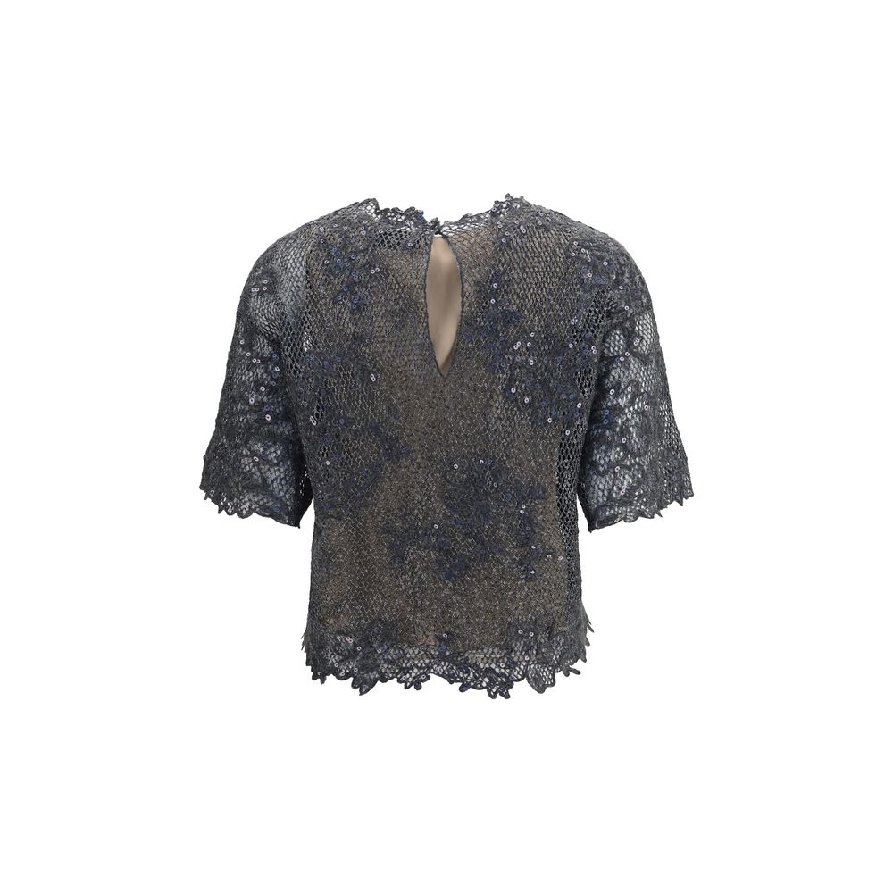 Brunello Cucinelli Graue Mohair-Bluse