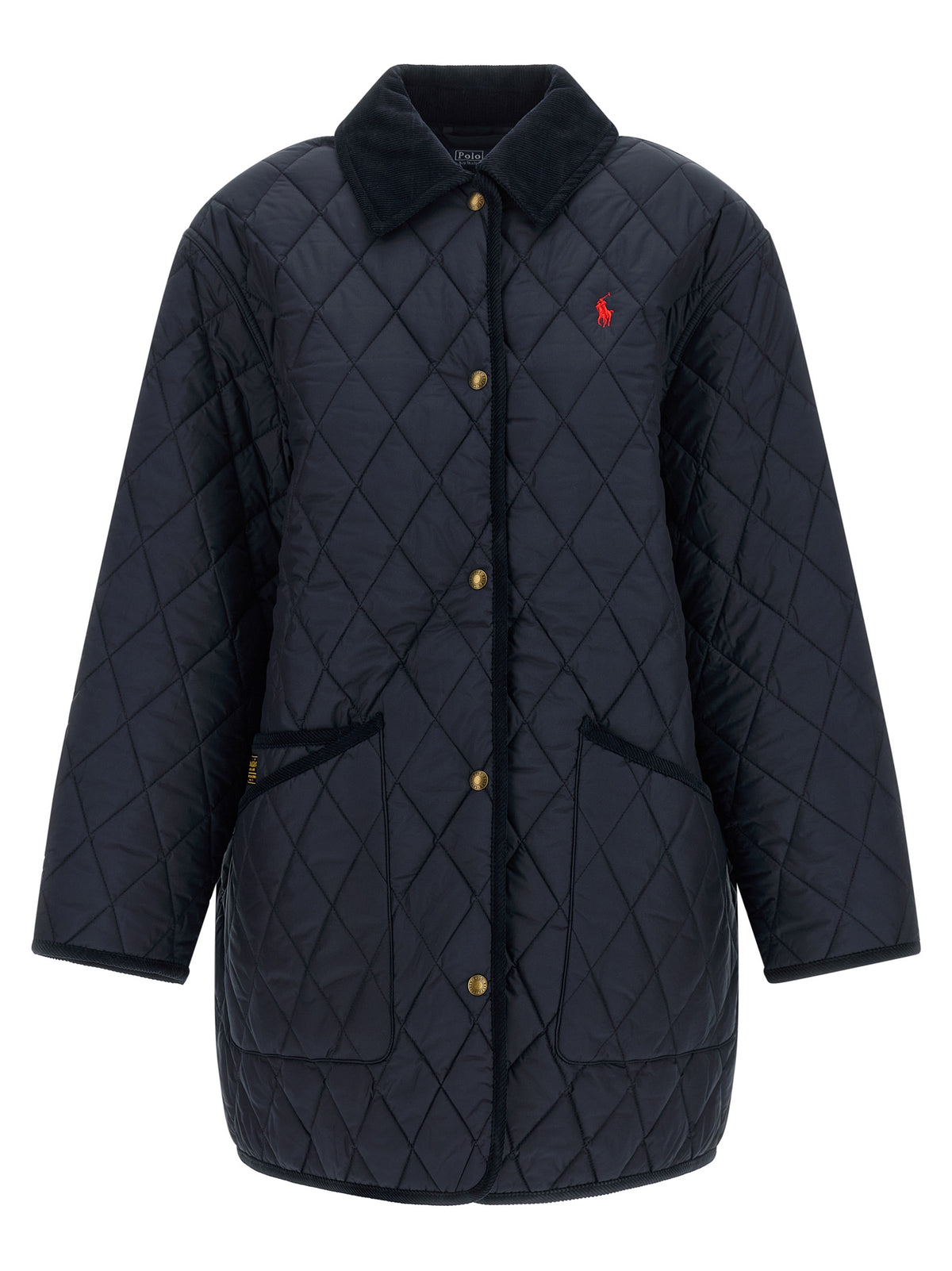 Polo Ralph Lauren Blaue Polyester-Jacke in voller Länge