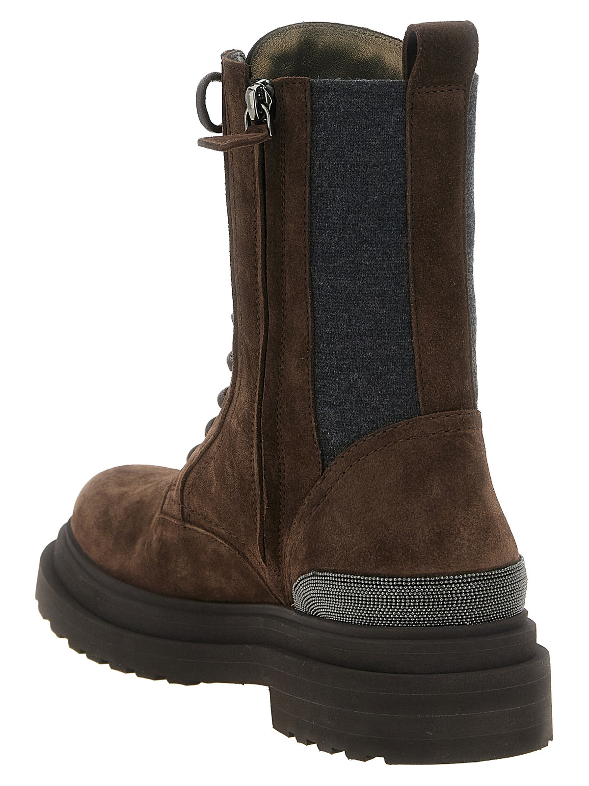 Brunello Cucinelli Braune Schnürstiefel aus Kalbsleder