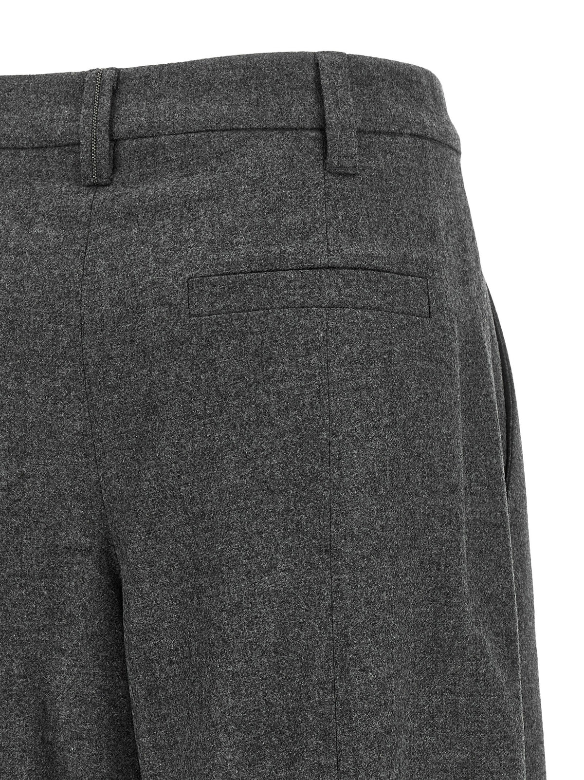 Brunello Cucinelli Graue Hose aus reiner Schurwolle mit ausgestelltem Bein