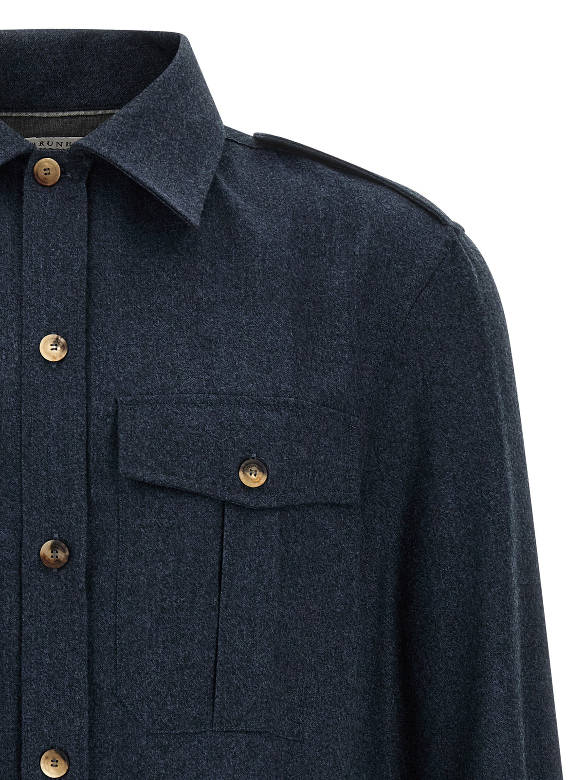 Brunello Cucinelli Bluse aus blauer Schurwolle
