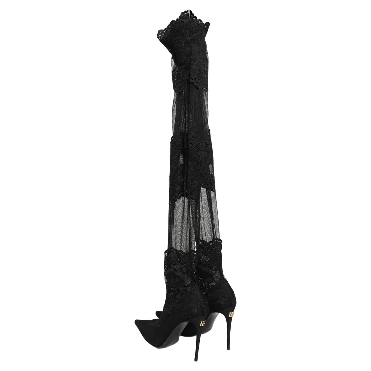 Dolce & Gabbana Schwarze Overknee-Socken-Pumps-Stiefel