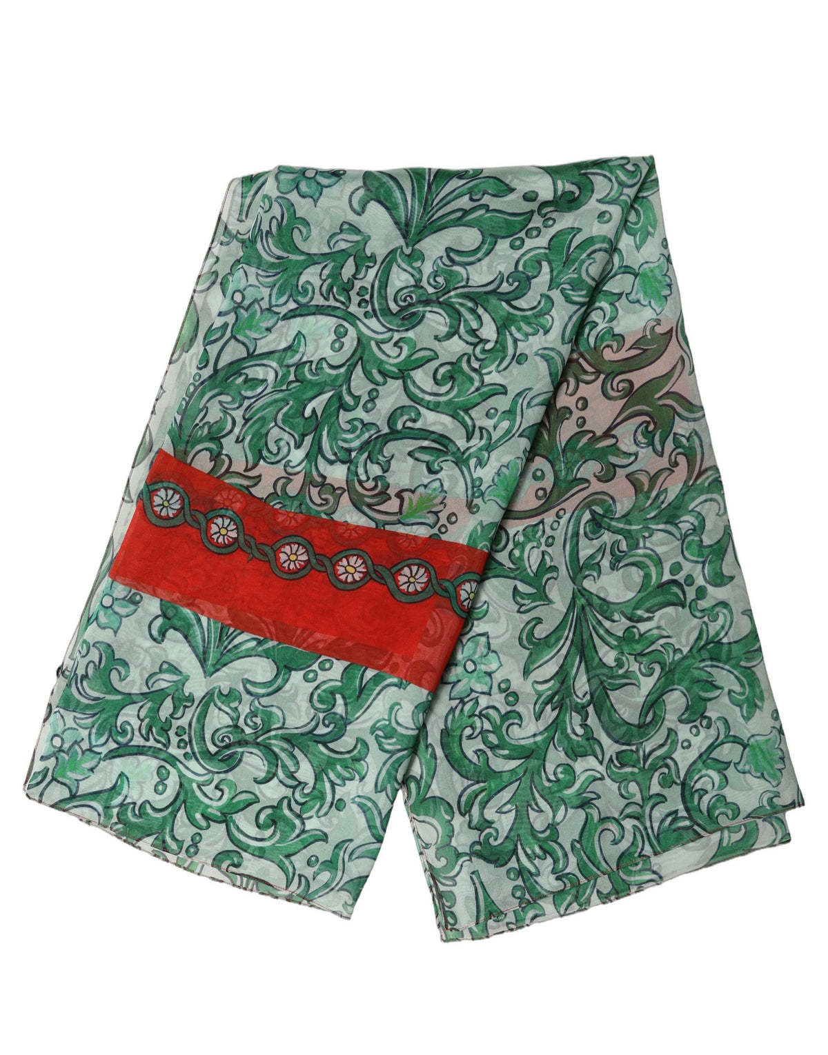 Dolce & Gabbana Grüner Seiden-Foulard im floralen Print-Design