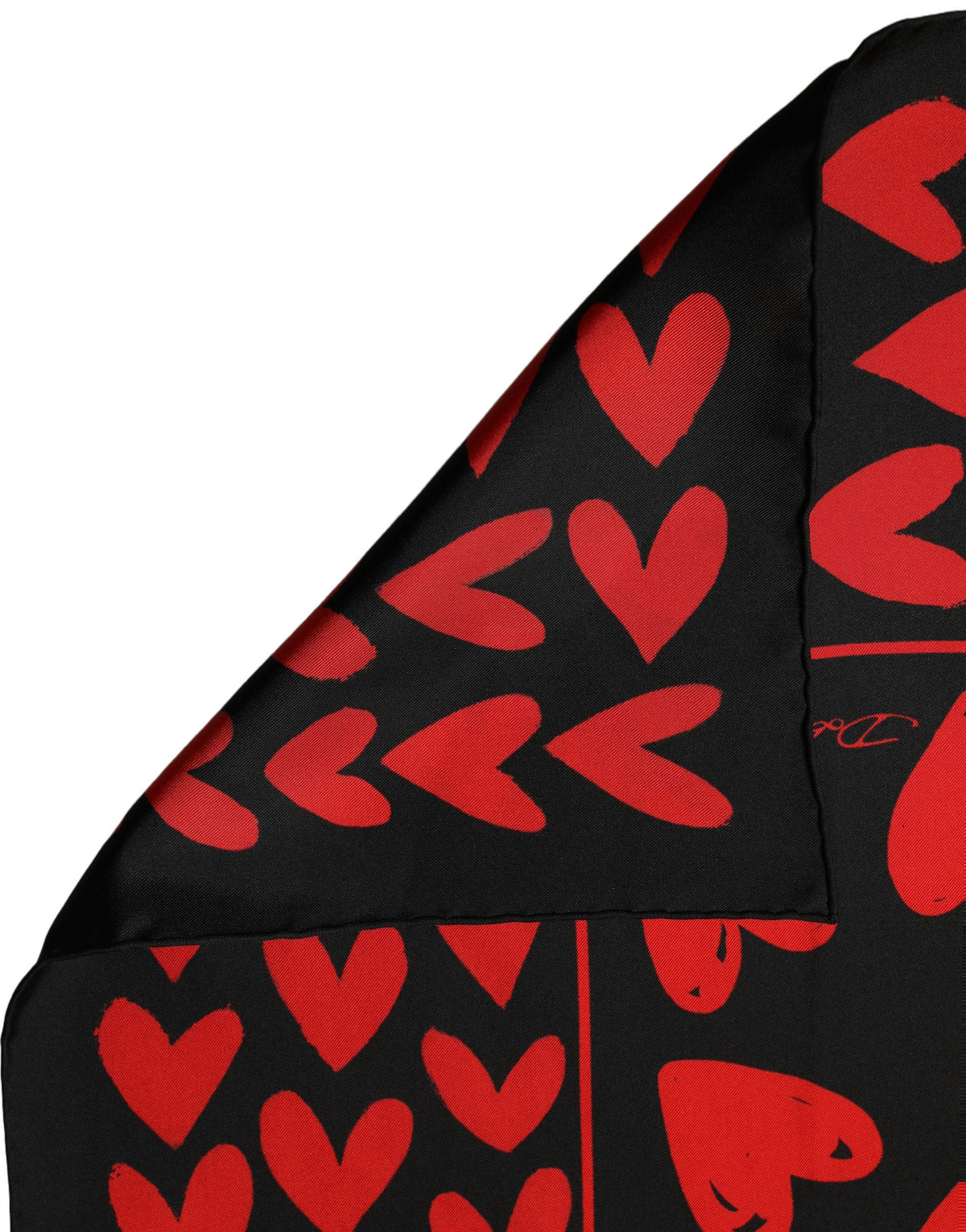 Dolce & Gabbana Schwarzer Seidenschal Foulard mit roten Herzen