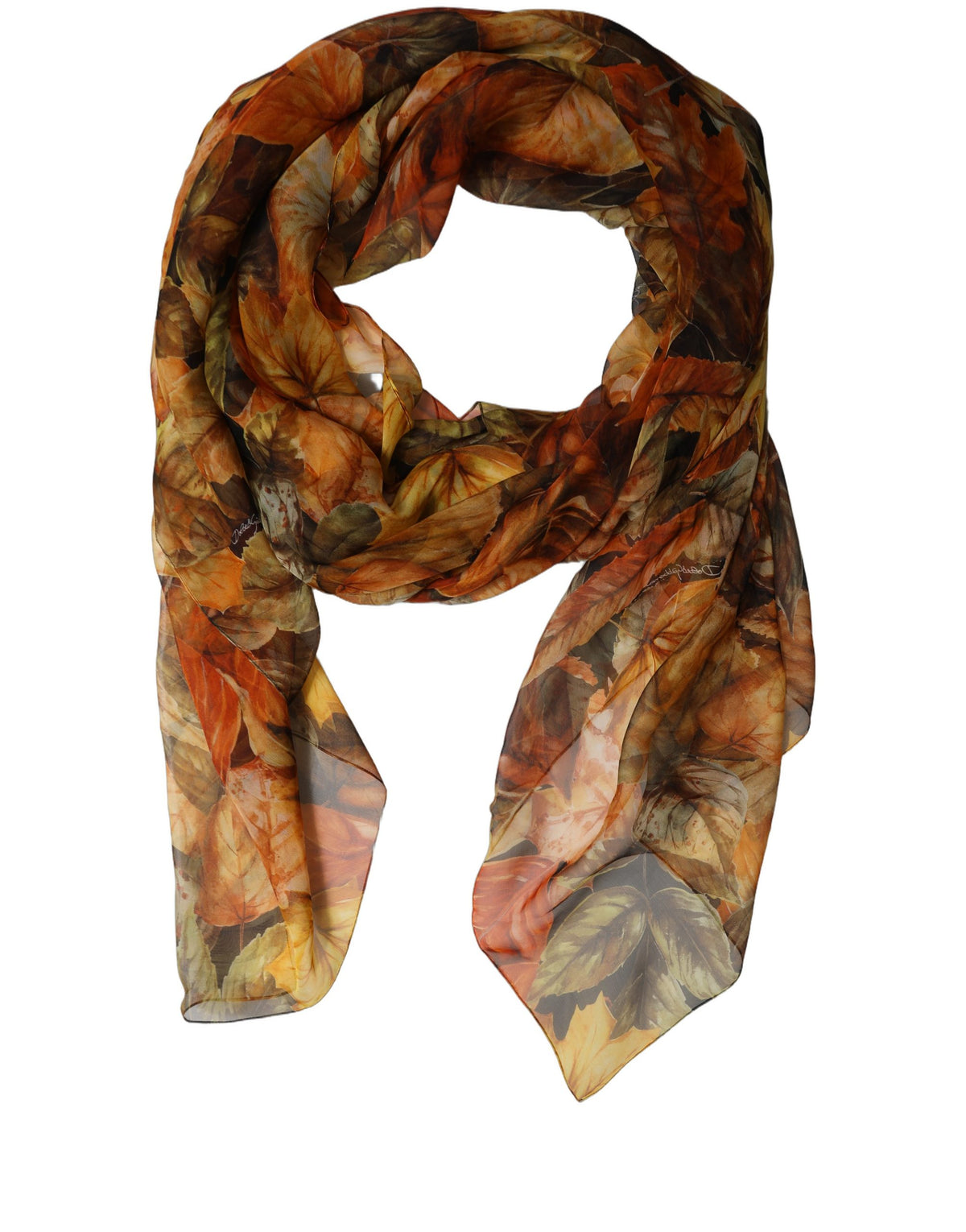 Dolce & Gabbana Seidenschal mit Multicolor-Blätterprint