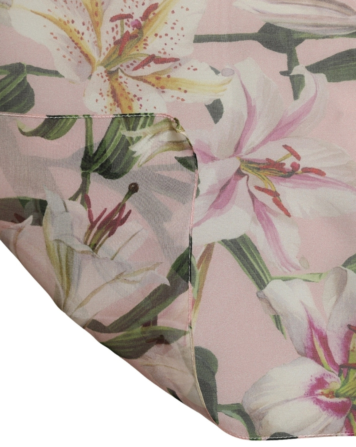 Dolce & Gabbana Lange Stola aus rosa Seidenchiffon mit Blumenmuster