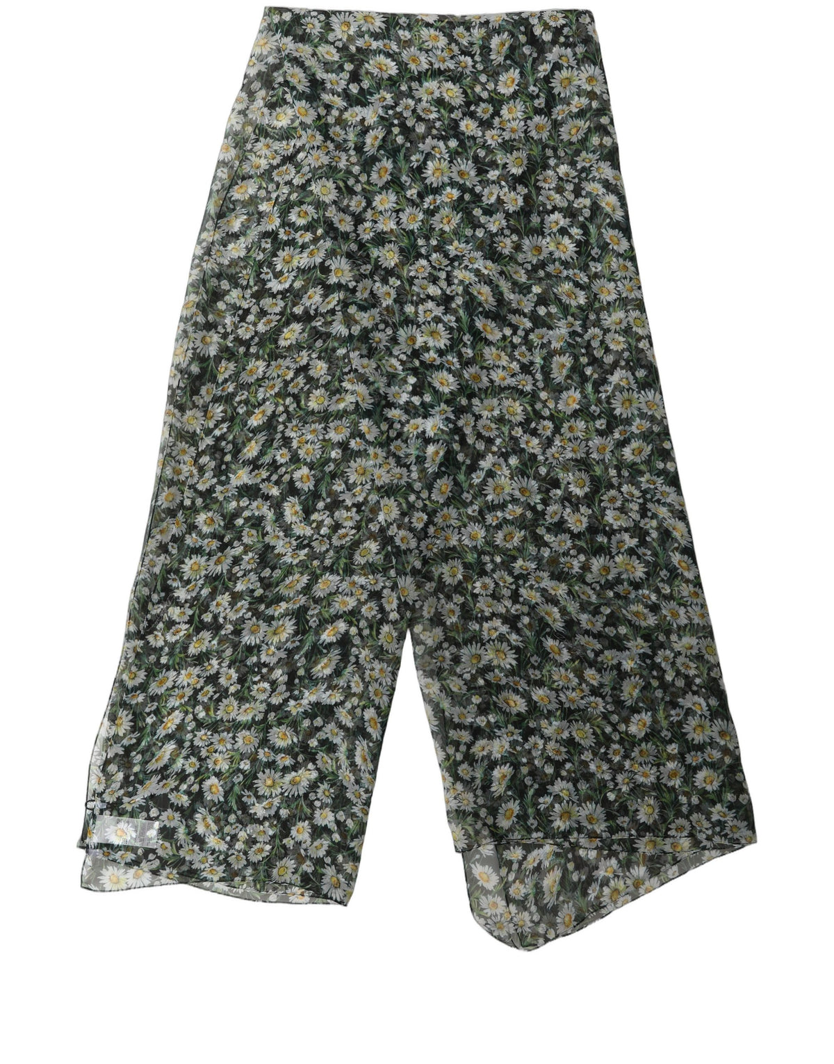 Dolce & Gabbana Schwarzer Seiden-Schal "Daisy Chiffon" Lang