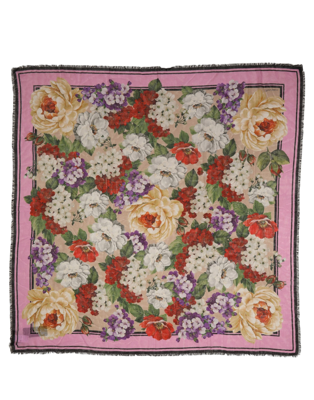 Dolce & Gabbana Multicolor Floral Cashmere Foulard Schal