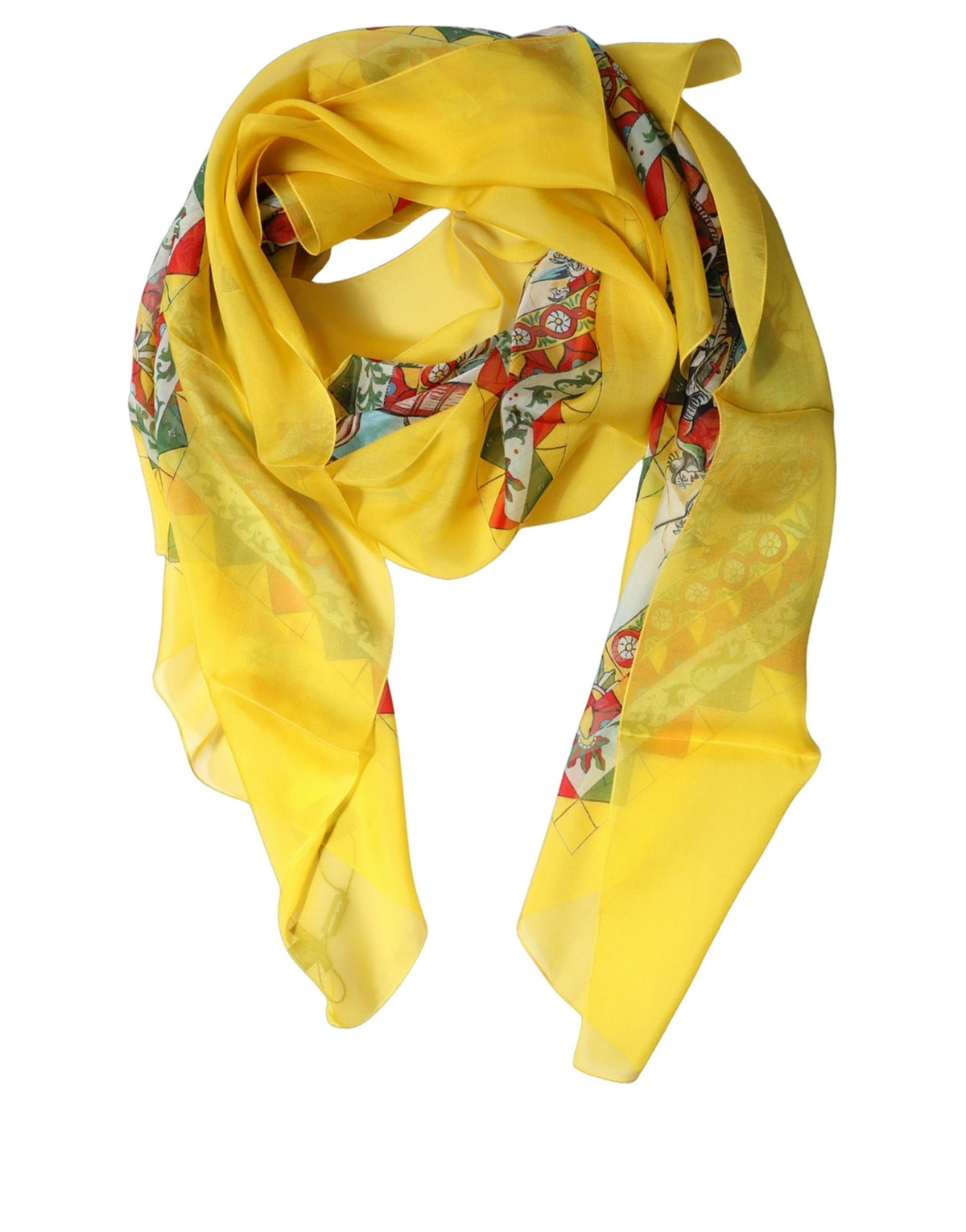 Dolce & Gabbana Gelber Seidenschal mit Print