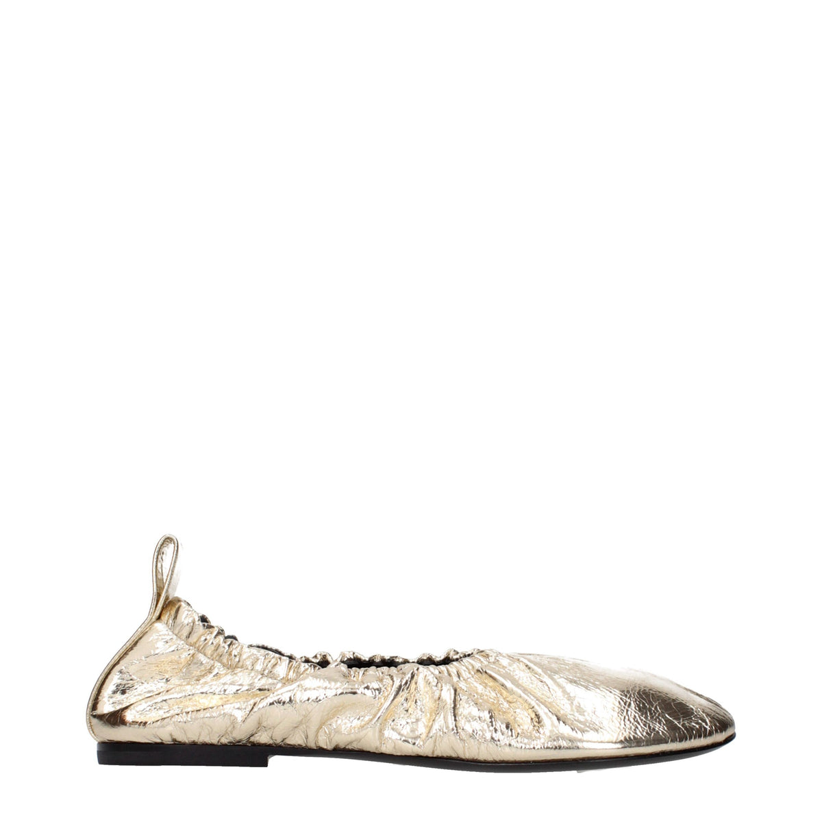Jil Sander Goldfarbene Ballerinas aus Leder