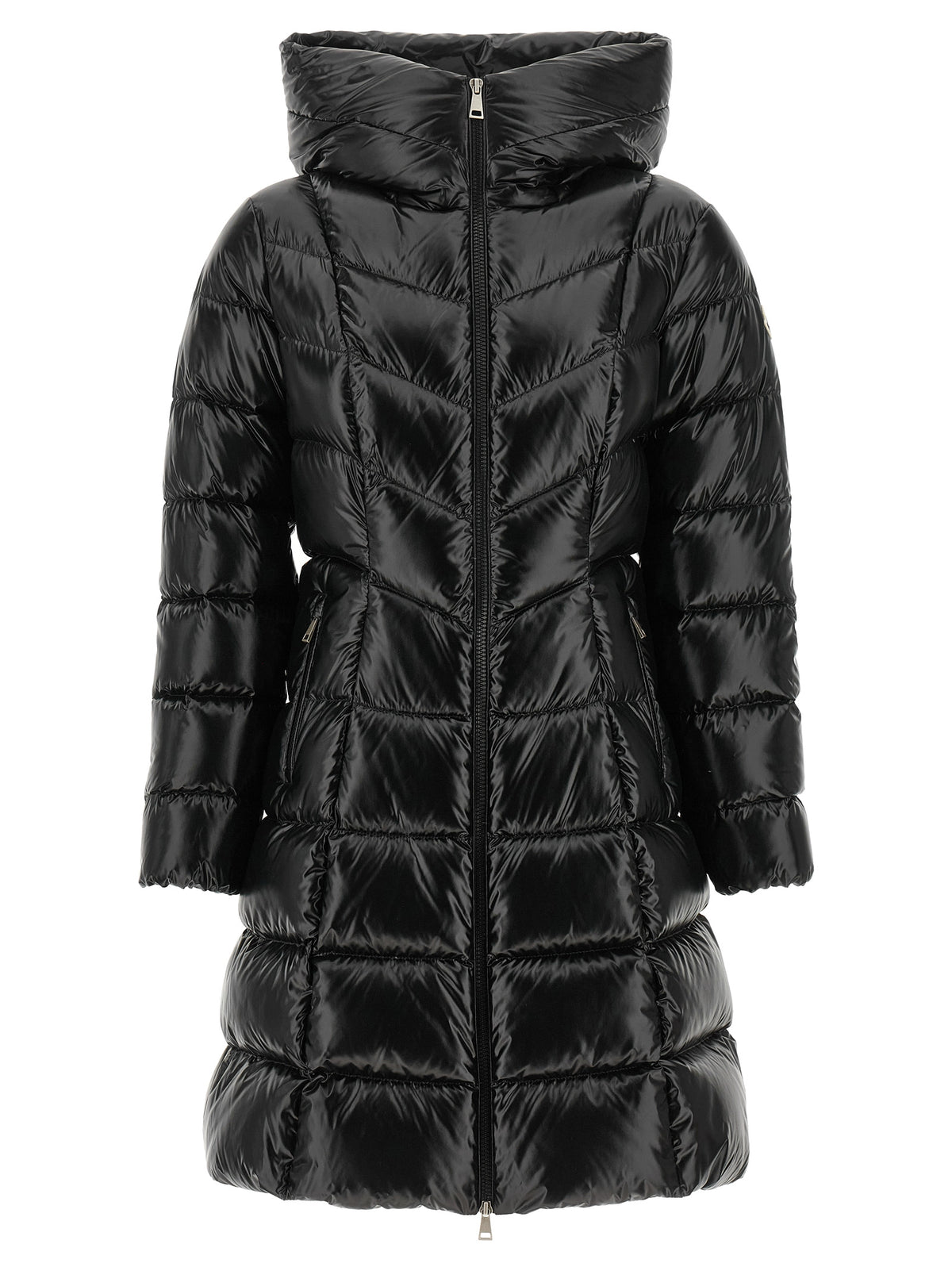 Moncler Schwarze Polyamid-Jacke in voller Länge