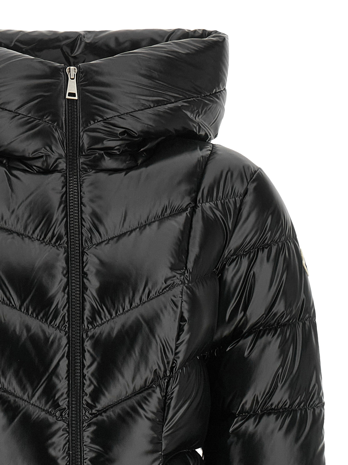 Moncler Schwarze Polyamid-Jacke in voller Länge