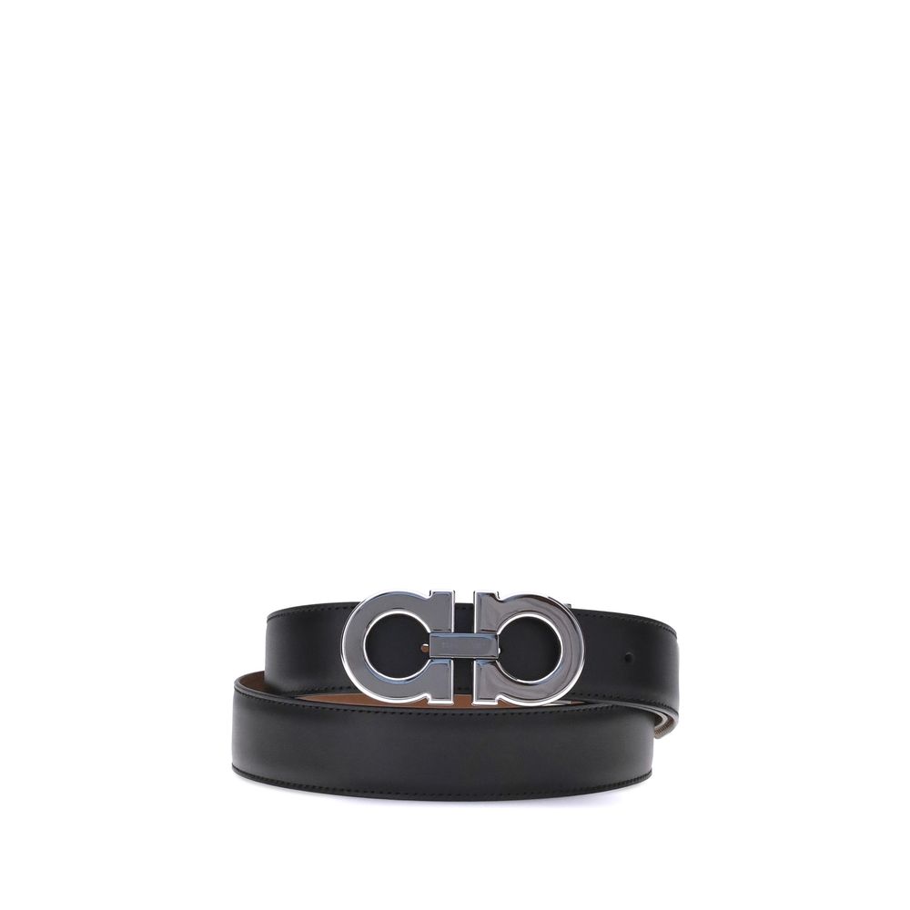 Ferragamo Schwarzer Kalbsleder Bos Taurus Regular Gürtel